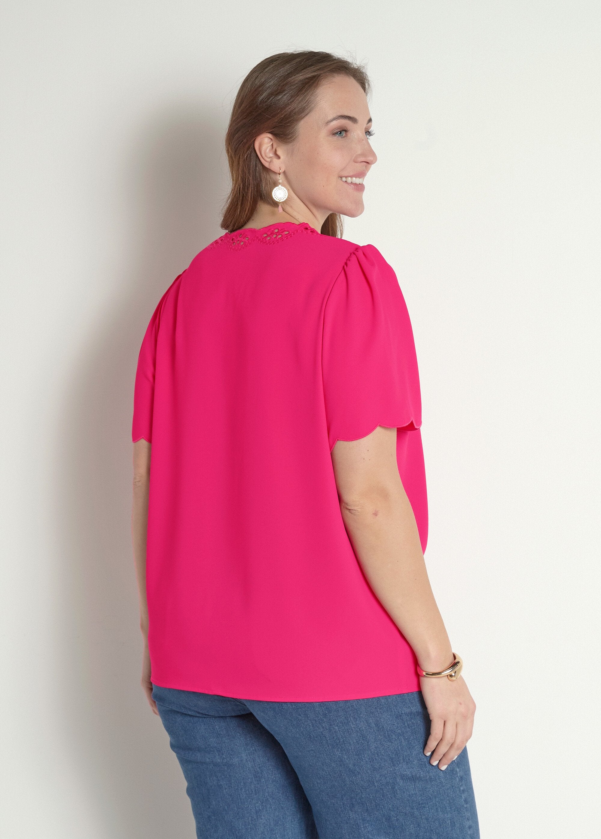 Tunique_longue_brodée_manches_courtes_unie_Fuchsia_DO1_curvy