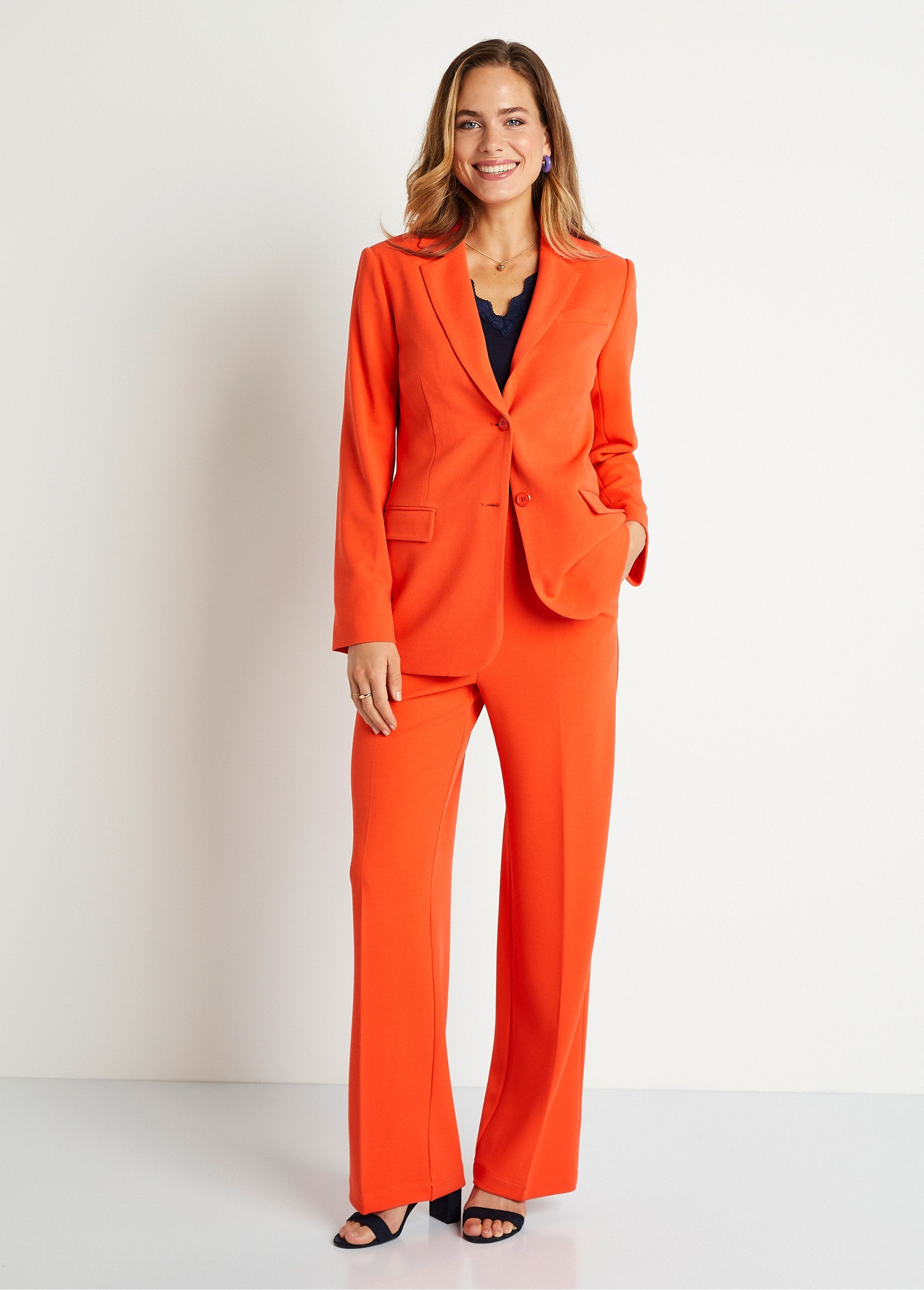 Veste_blazer_coupe_droite_maille_unie_Orange_SF1_slim