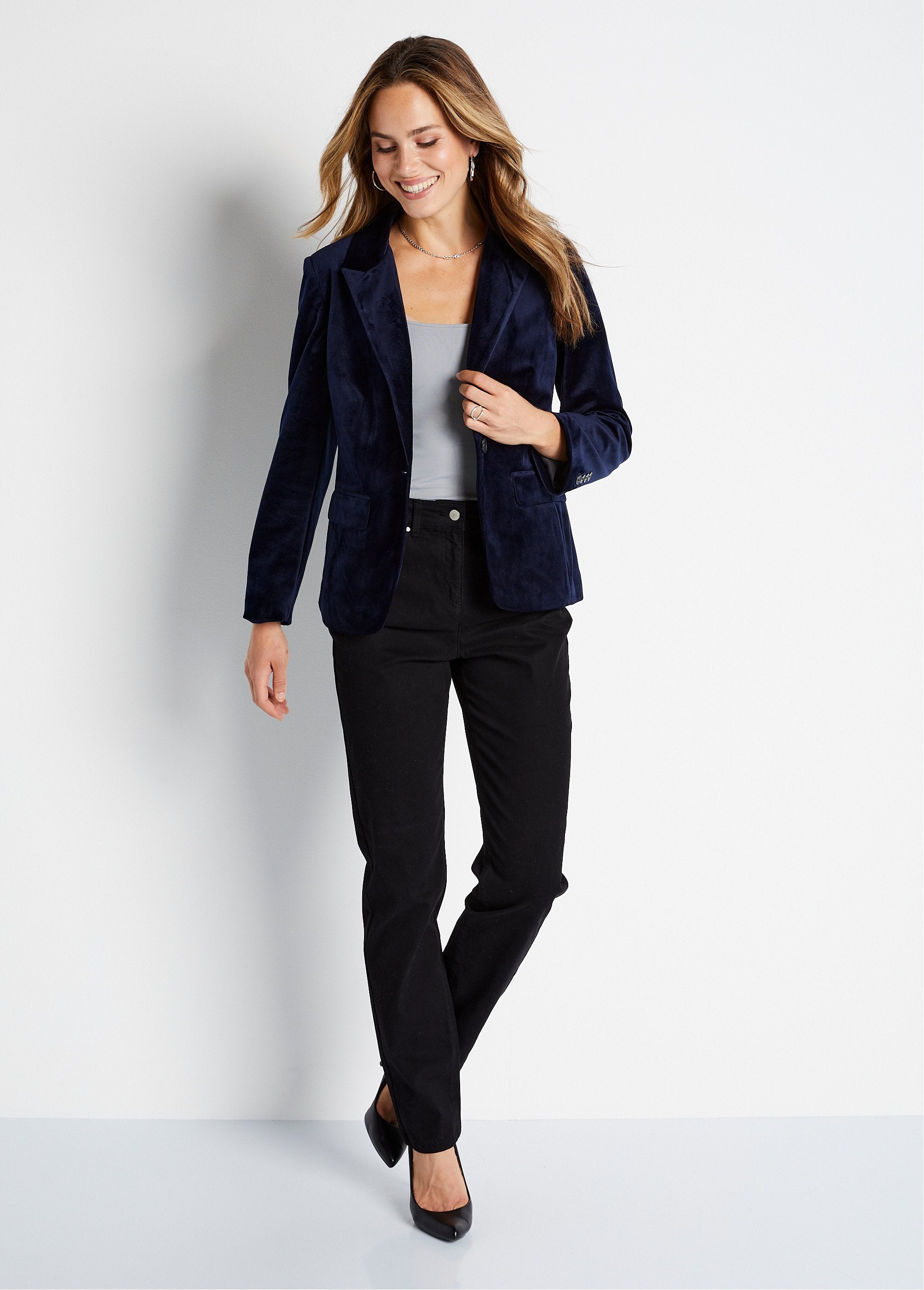 Veste_blazer_droite_velours_uni_col_tailleur_Marine_SF1_slim