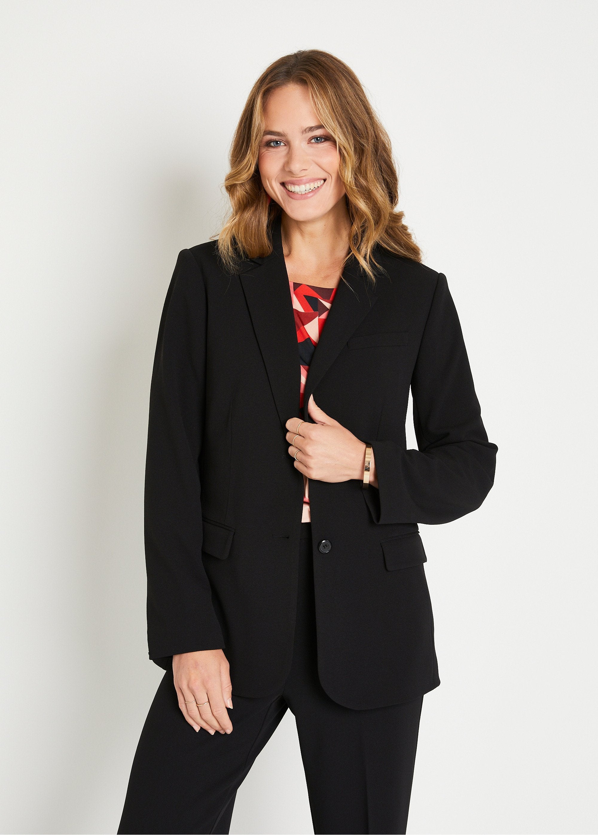 Blazer Afibel Vetement Femme Veste Blazer Unie Coupe Droite Col