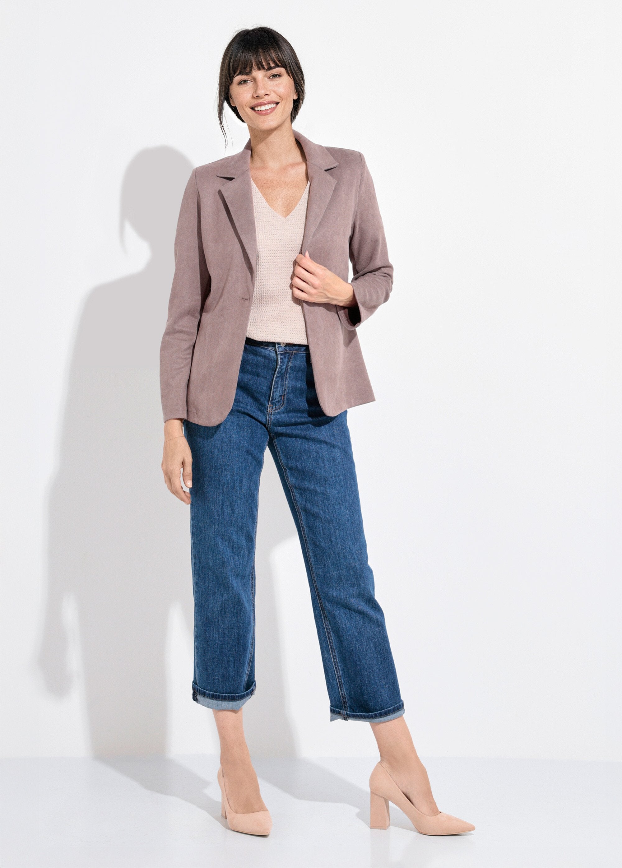 Veste_col_tailleur_1_bouton_twill_souple_Taupe_SF1_slim