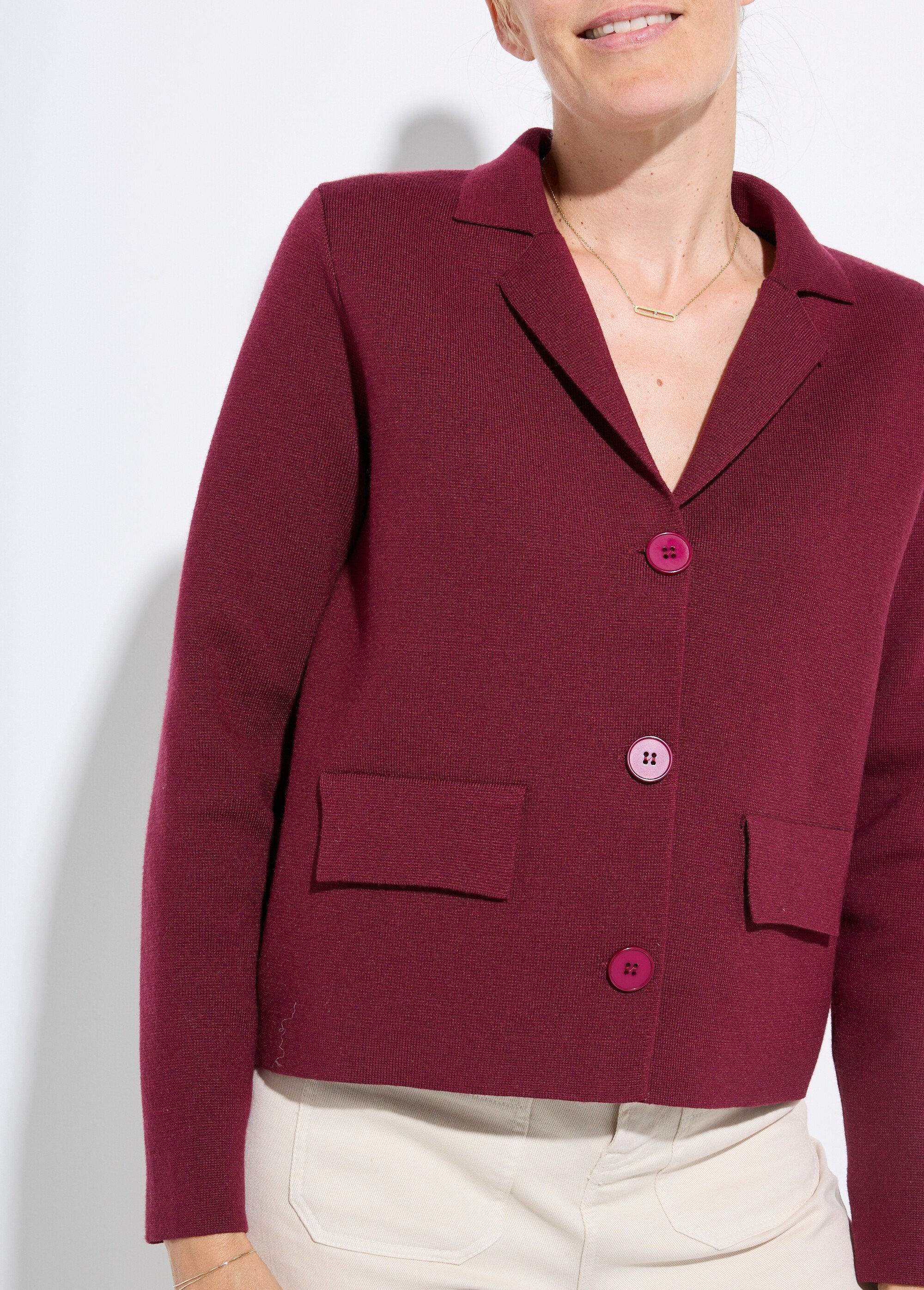 Veste_courte_jacquard_uni_col_tailleur_Bordeaux_DE1_slim