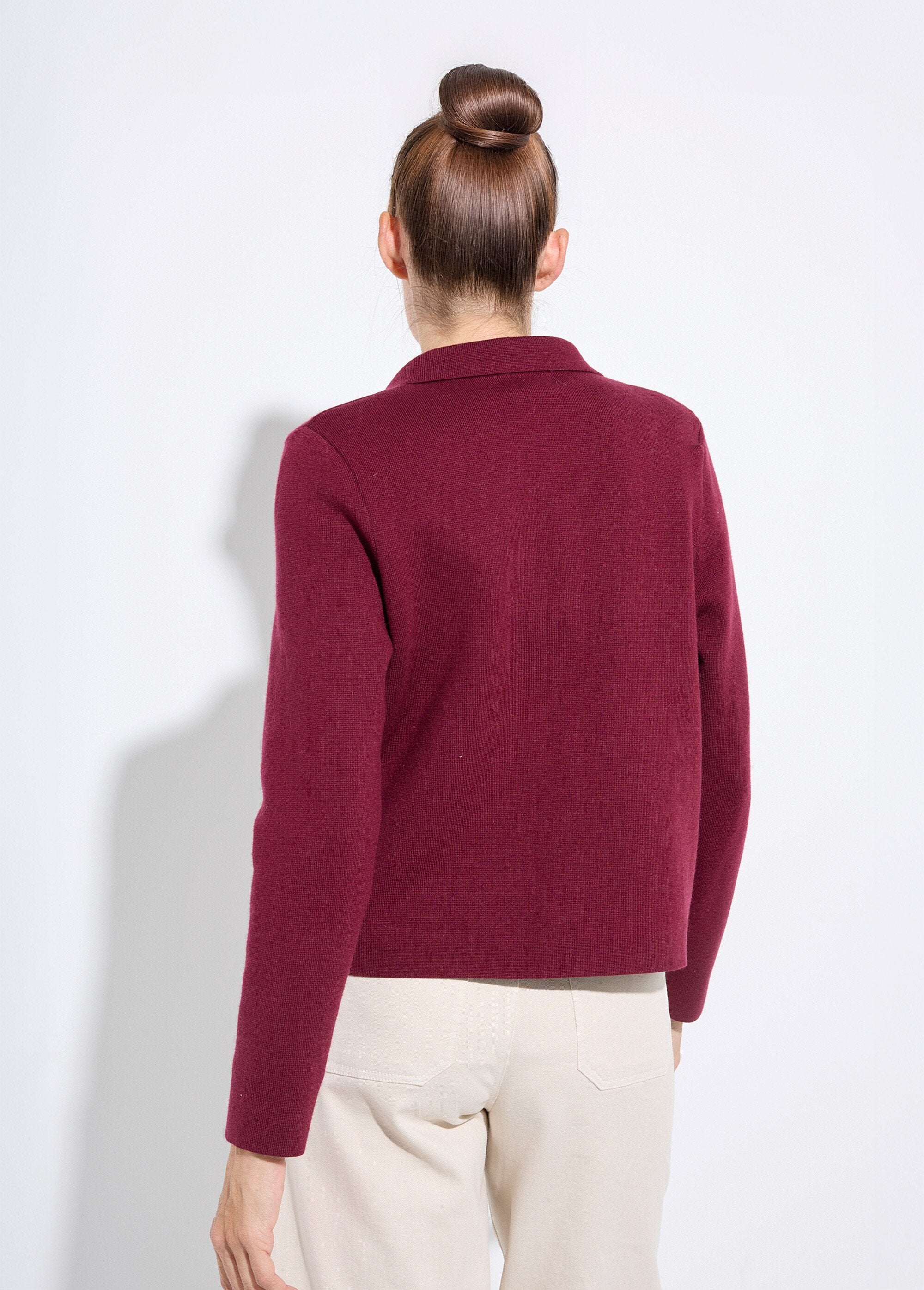 Veste_courte_jacquard_uni_col_tailleur_Bordeaux_DO1_slim