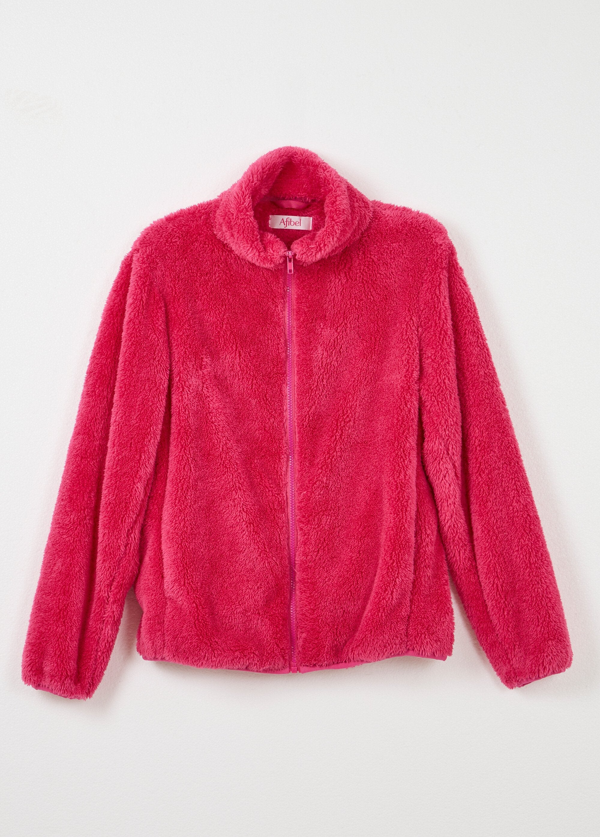 Veste_fausse_fourrure_col_montant_manches_longues_Fuchsia_AP1_slim