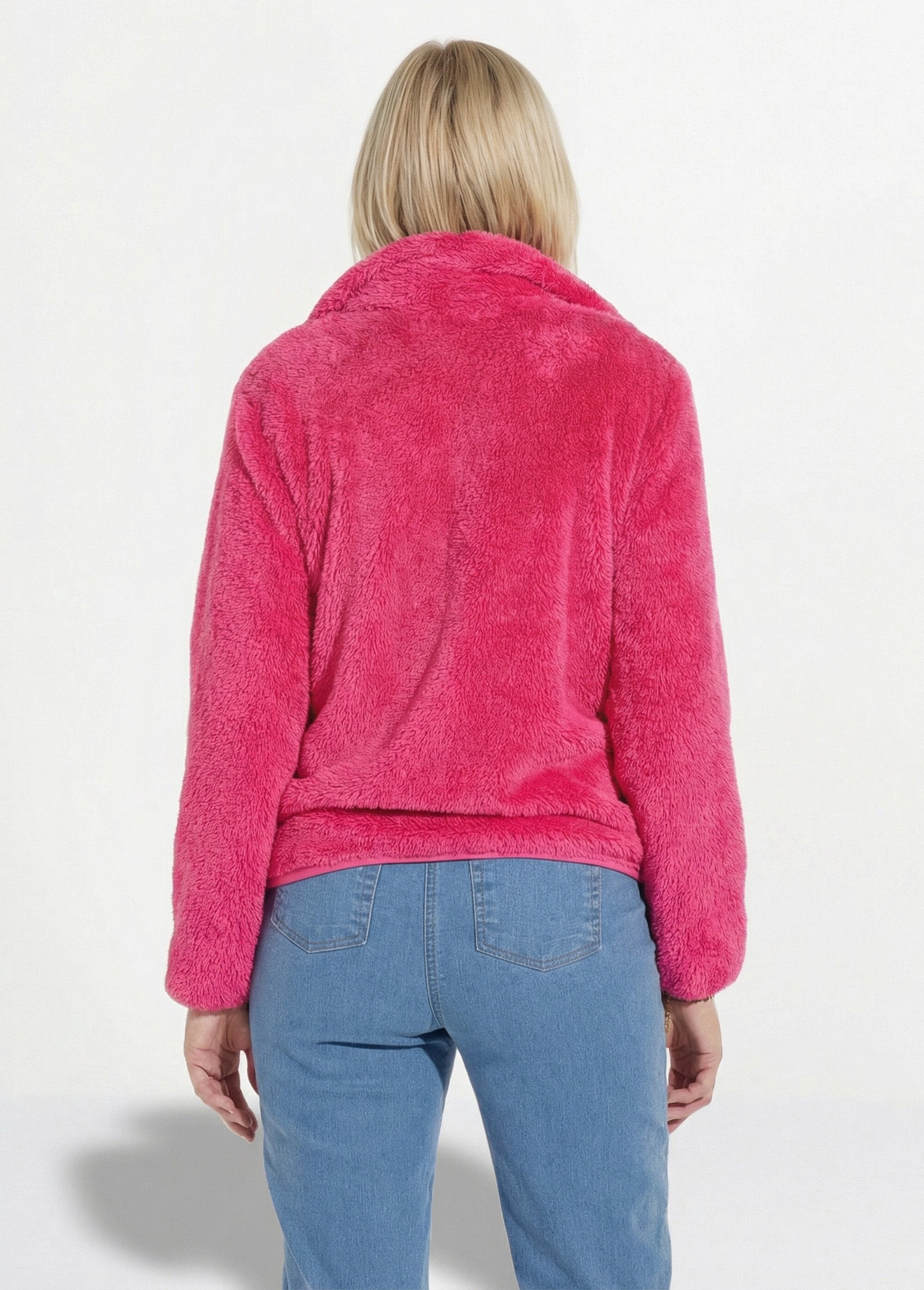 Veste_fausse_fourrure_col_montant_manches_longues_Fuchsia_DO1_slim