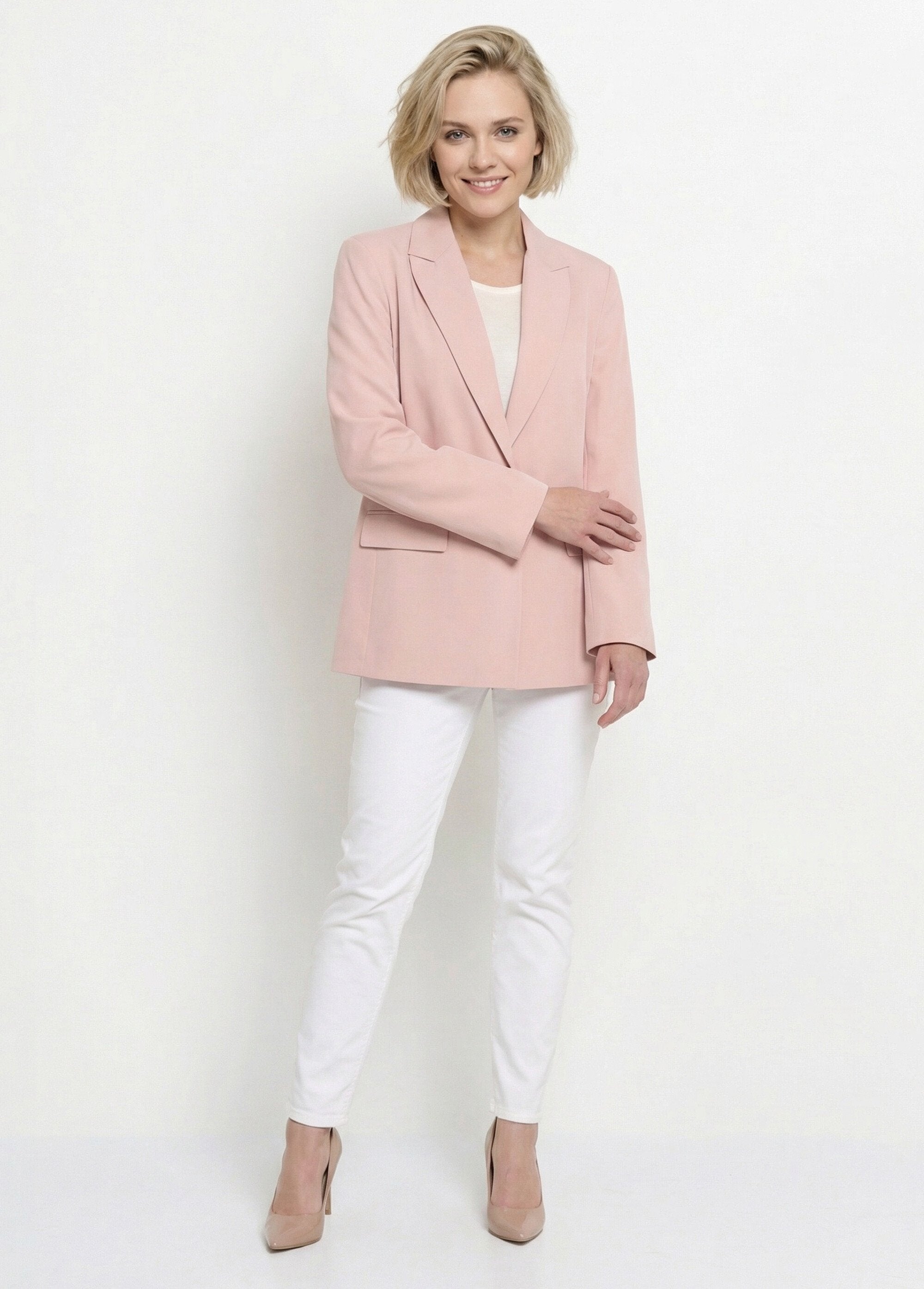 Veste_longue_1_bouton_avec_col_tailleur_Rose_SF1_slim