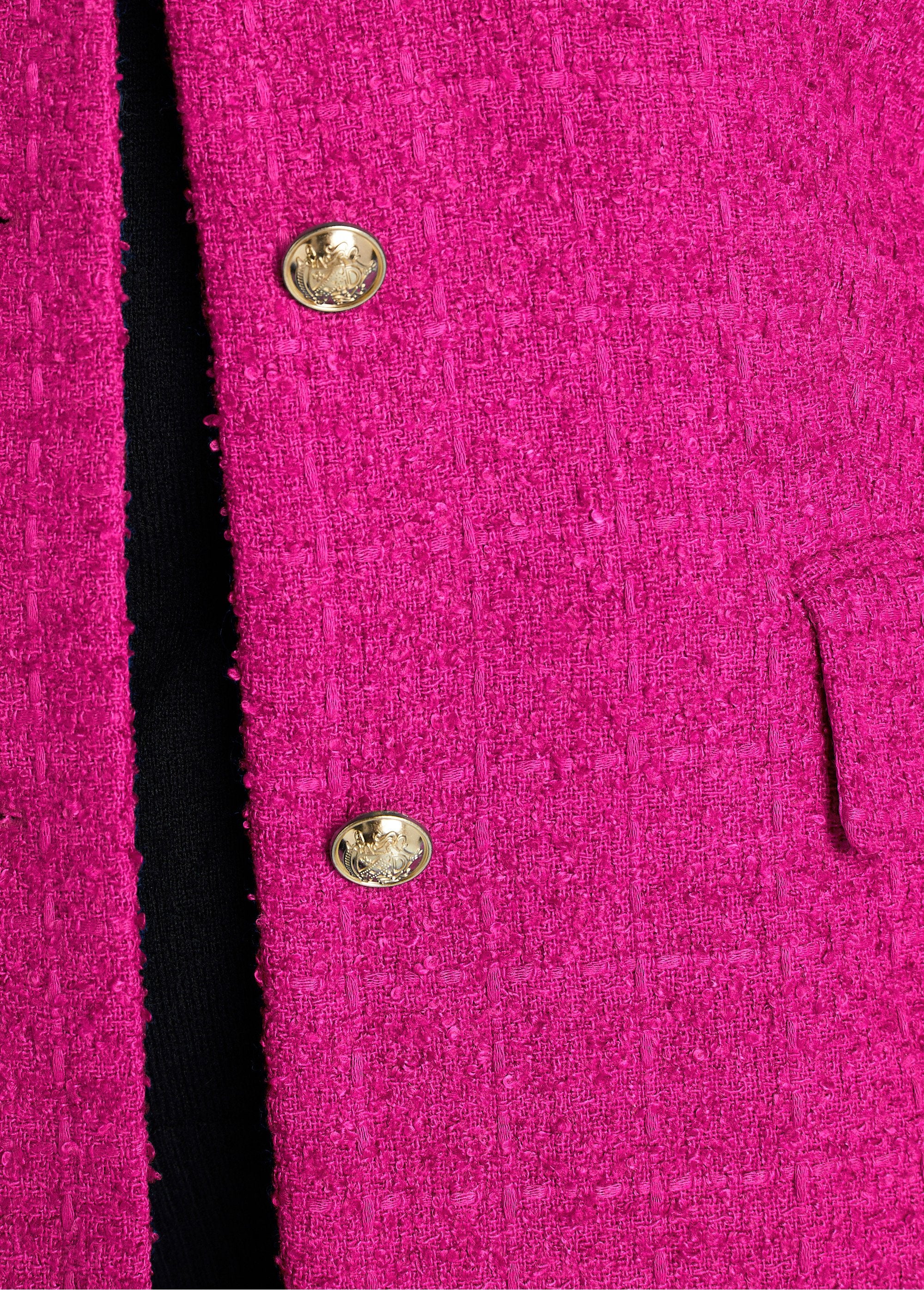 Veste_droite_boutonnée_tissu_natté_col_tailleur_Fuchsia_DE2_curvy