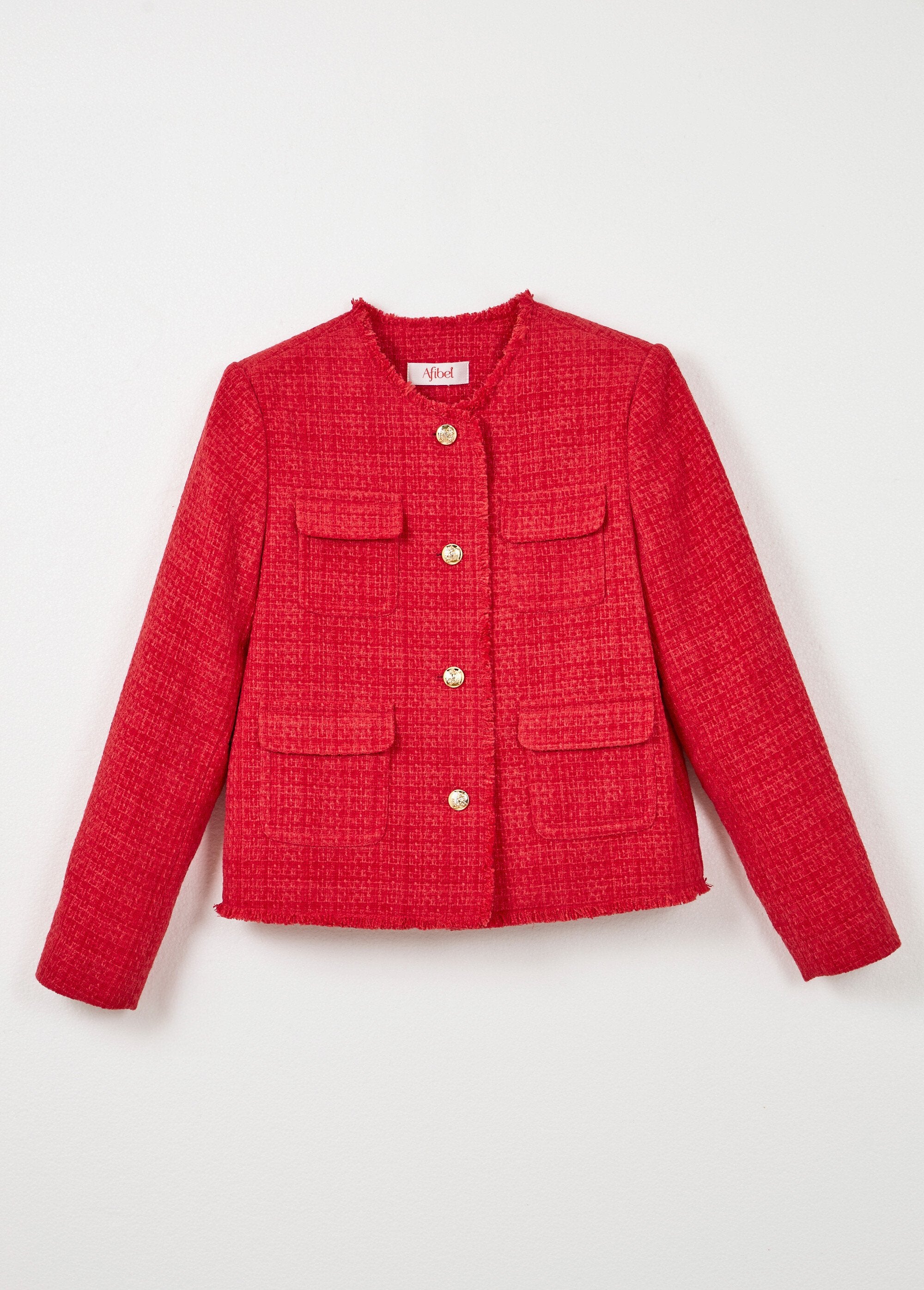 Veste_tweed_boutonnée_frangée_sans_col_Rouge_AP1_slim