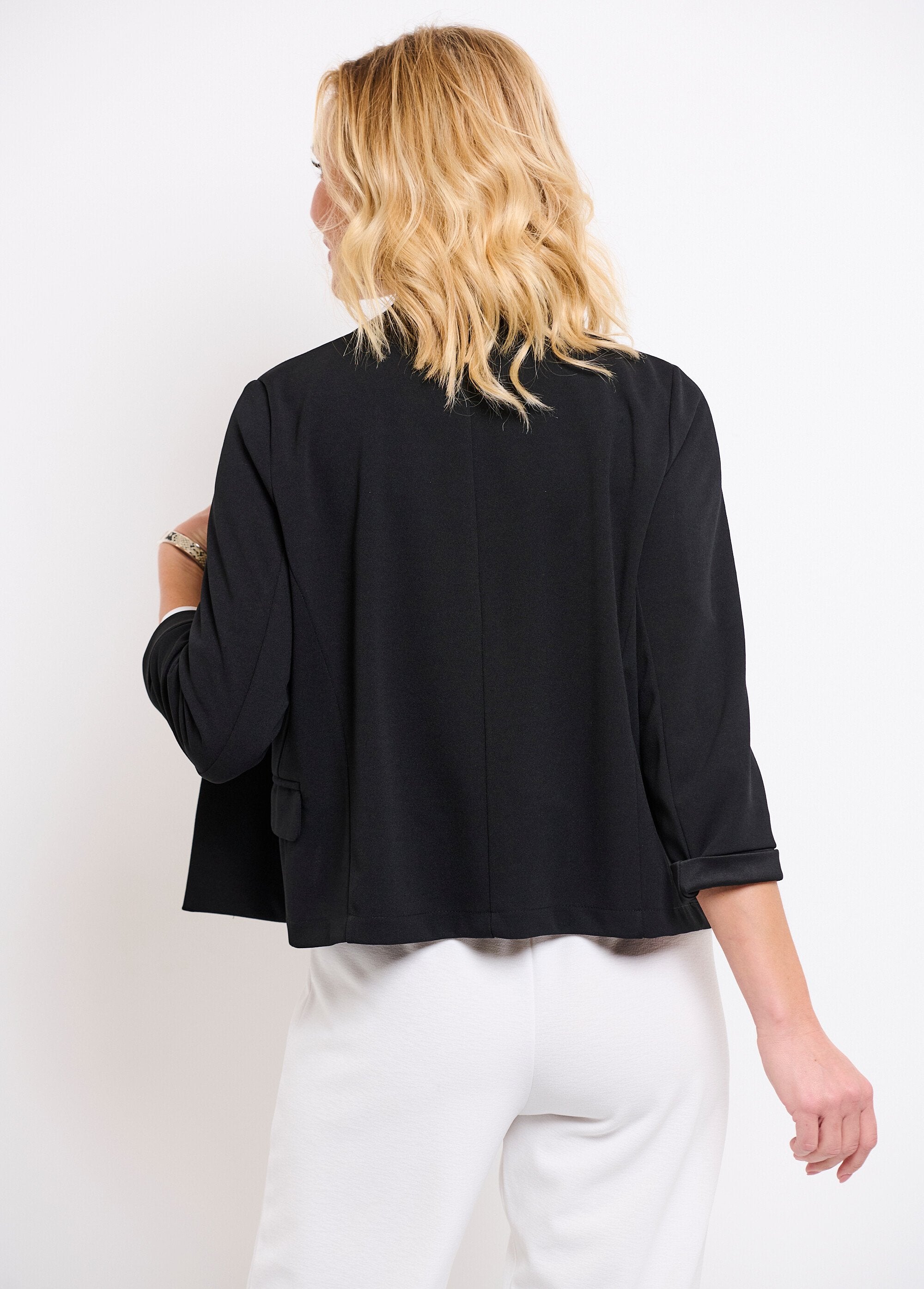 Effen_kort_smokvest_3/4_mouwen_Noir_DO2_slim