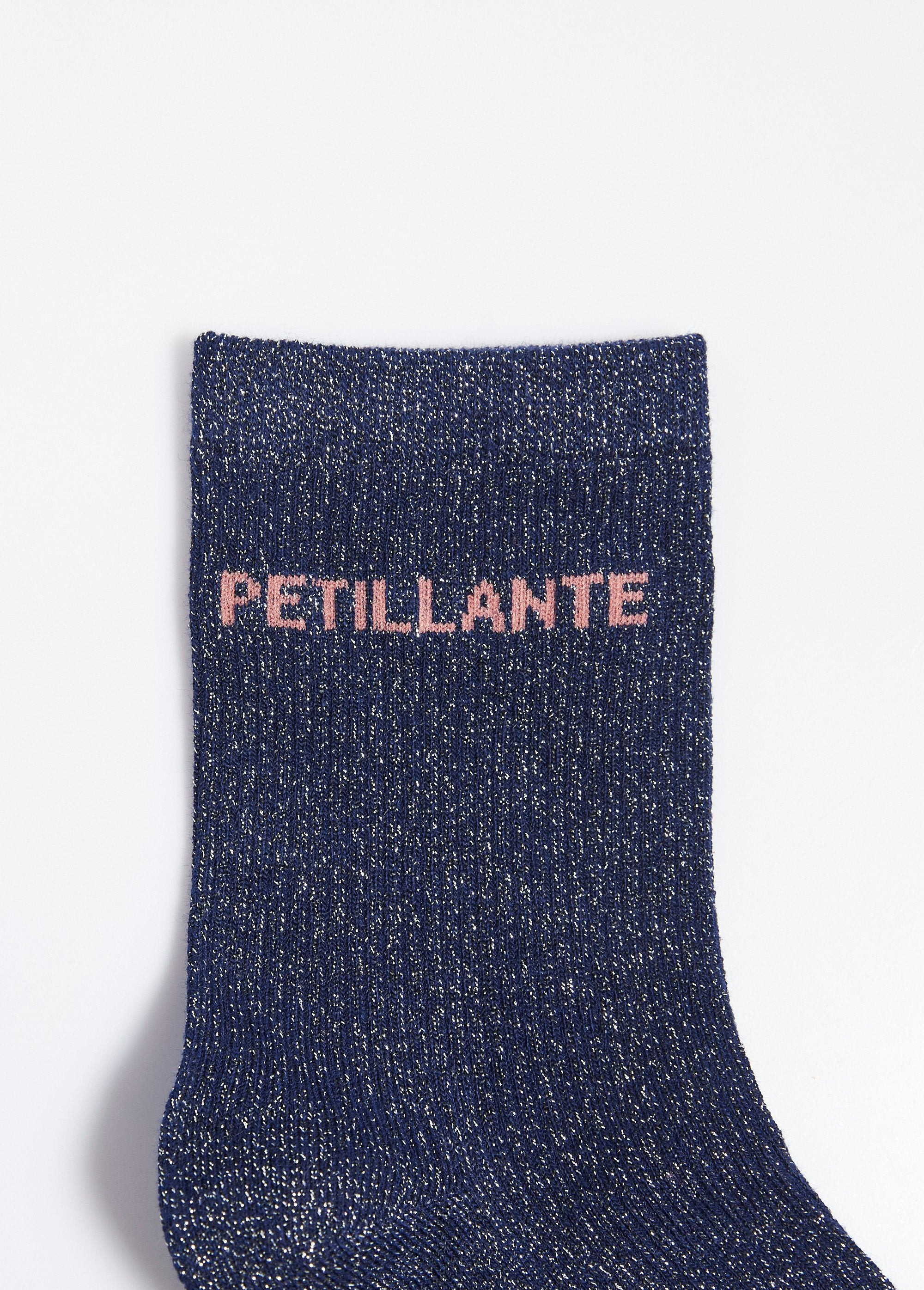 Chaussettes_fil_métallisé_message_PÉTILLANTE_Marine_DE2_slim