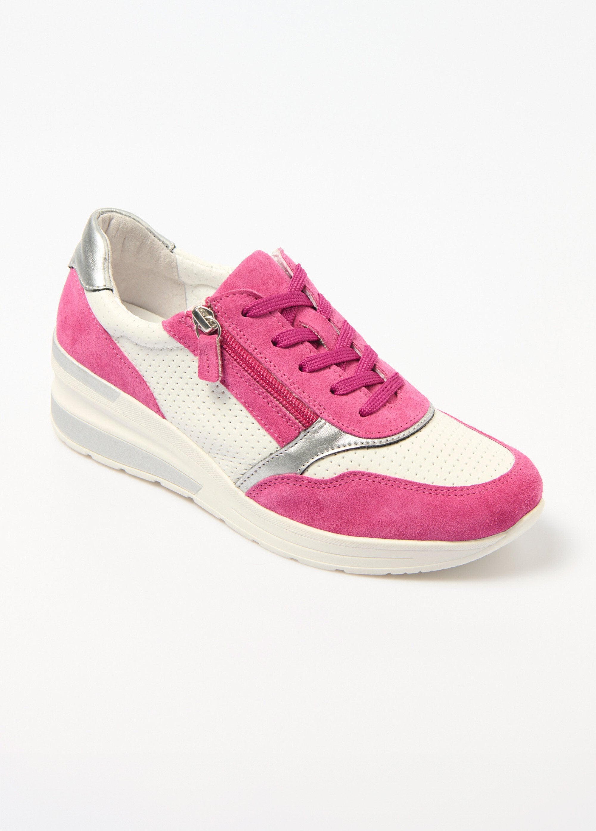 Baskets_grande_largeur_compensées_cuir_Fuchsia_et_blanc_FA1_slim