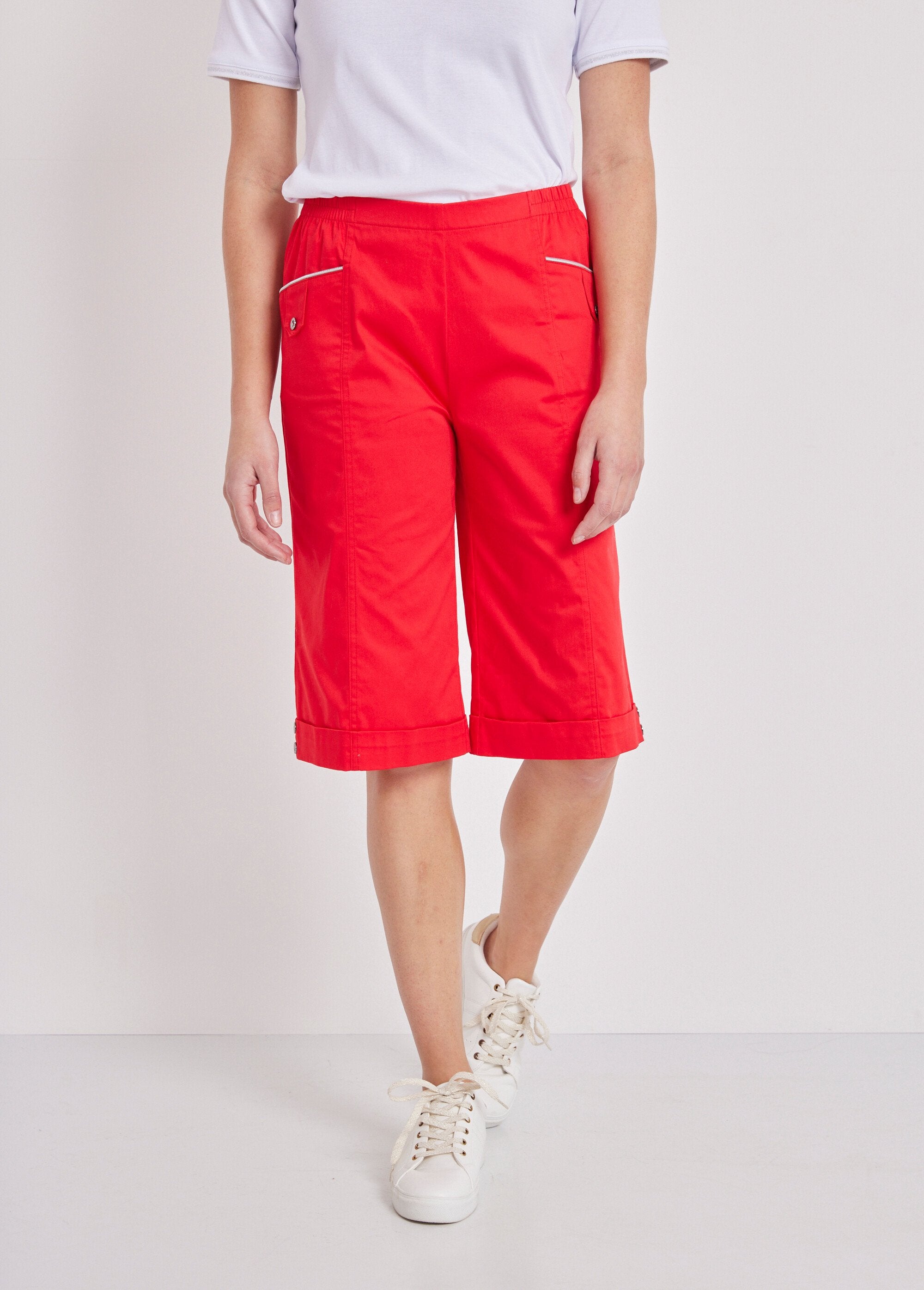 Bermuda_met_semi-elastische_tailleband_ROOD_FA1_slim