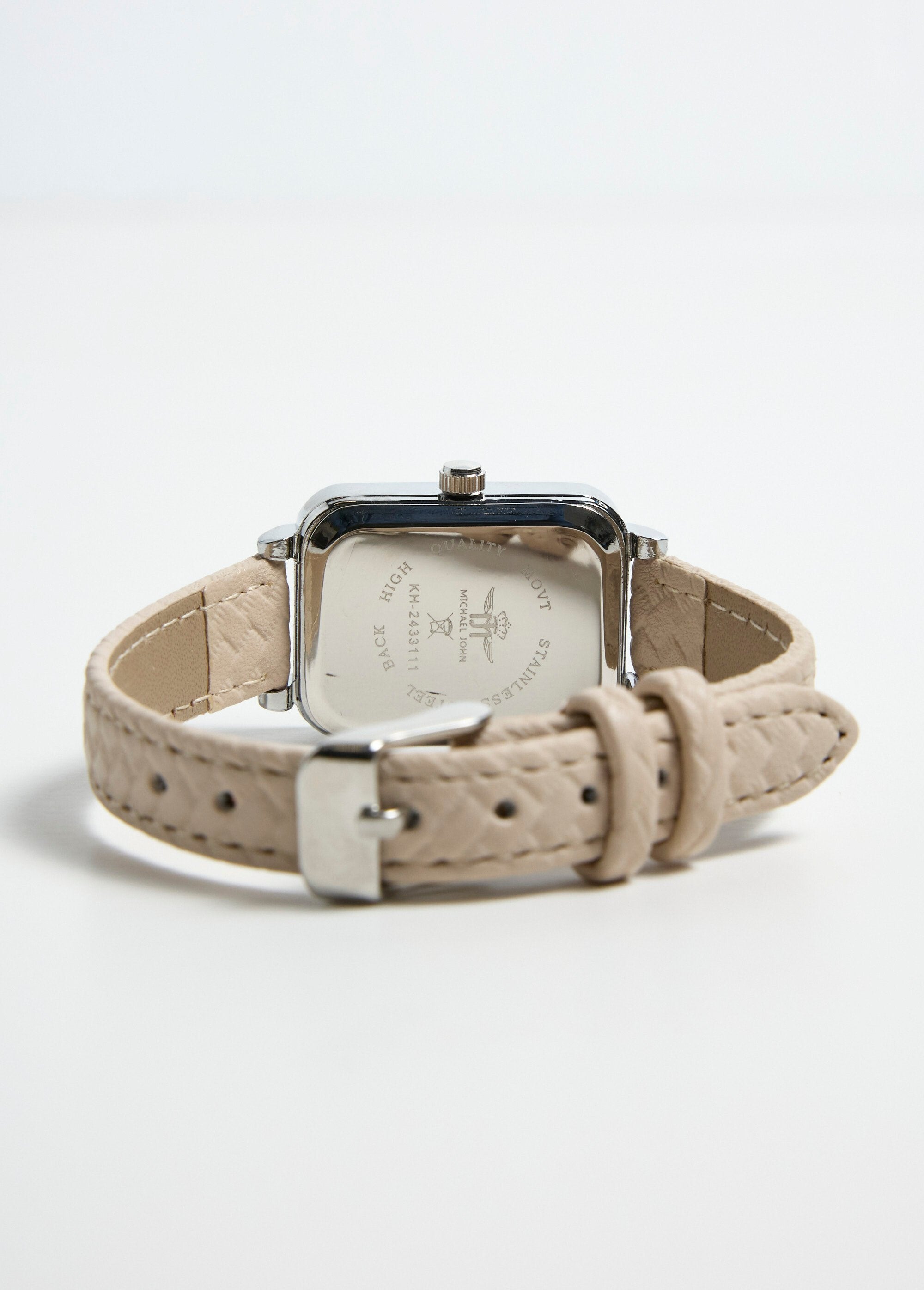 Montre_rectangulaire_acier_inox_Beige_DE2_slim