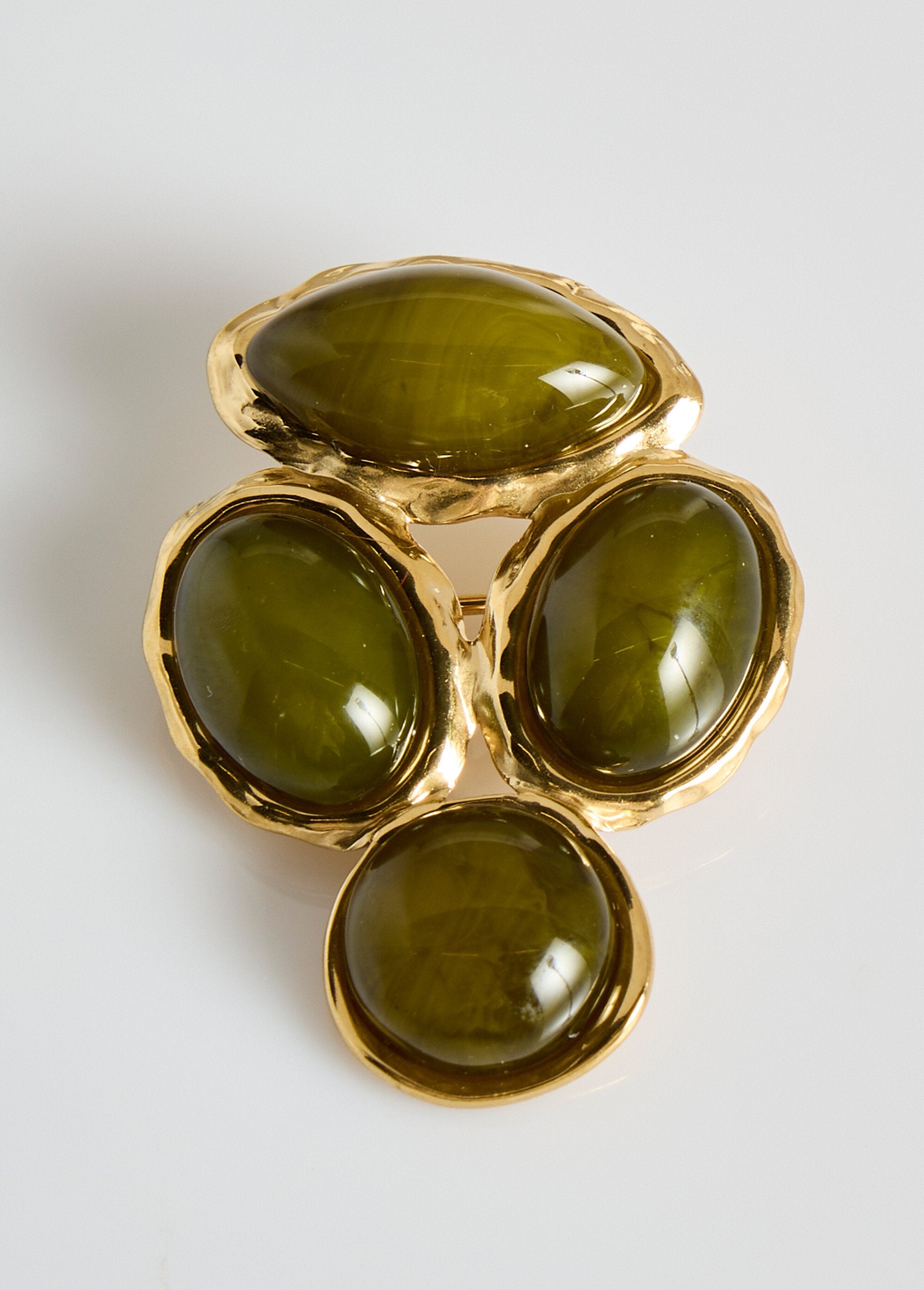 Broche_acier_inox_avec_cabochons_résine_Kaki_FA1_slim