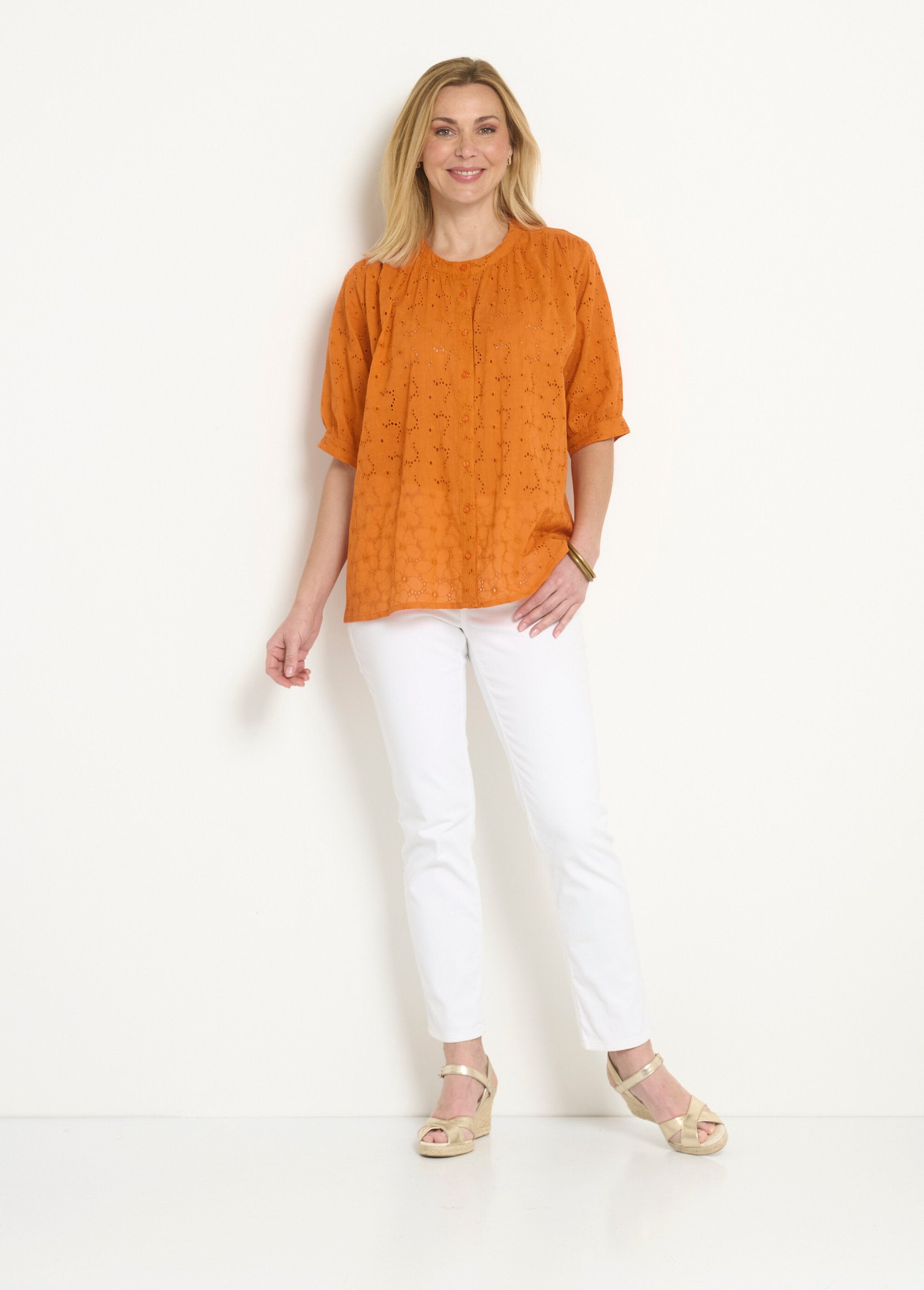 Blouse_manches_courtes_broderie_anglaise_Orange_SF1_slim