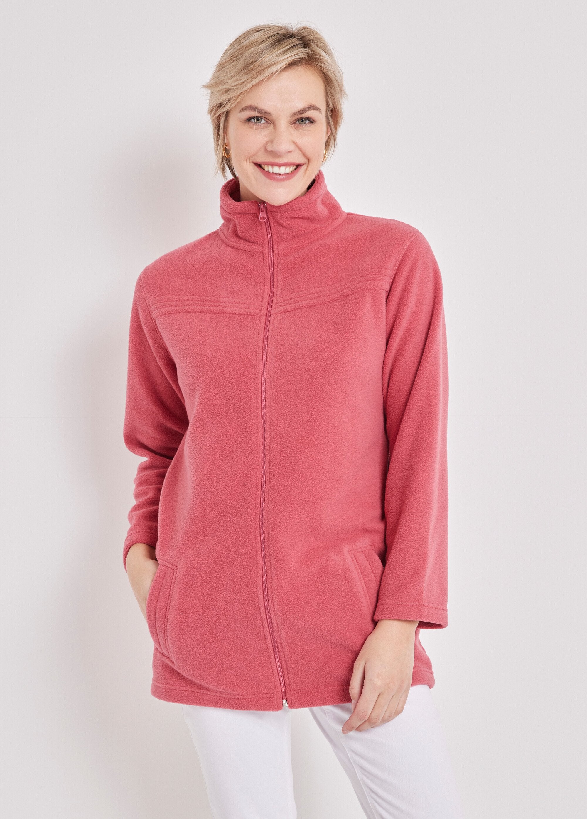 Blouson_zippé_manches_longues_polaire_Framboise_FA1_slim