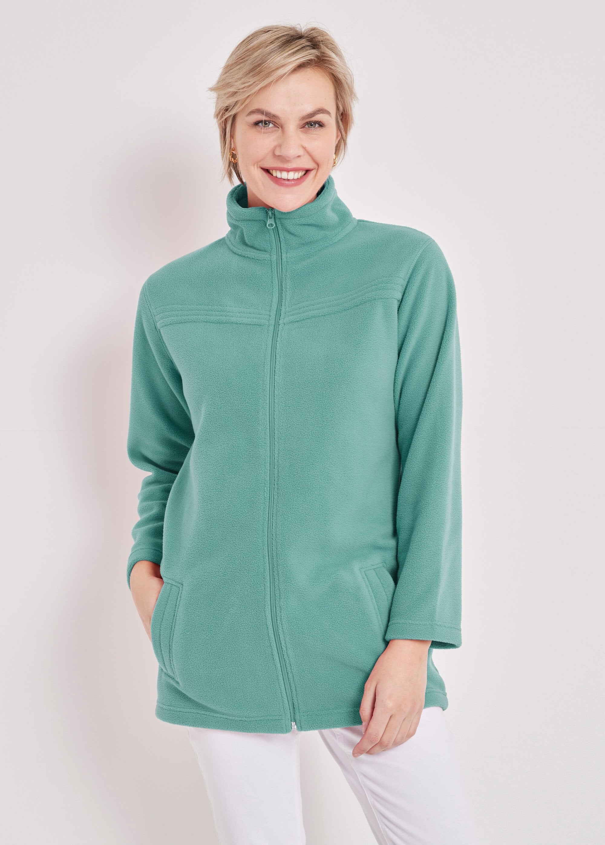 Blouson_zippé_manches_longues_polaire_Vert_menthe_FA1_slim