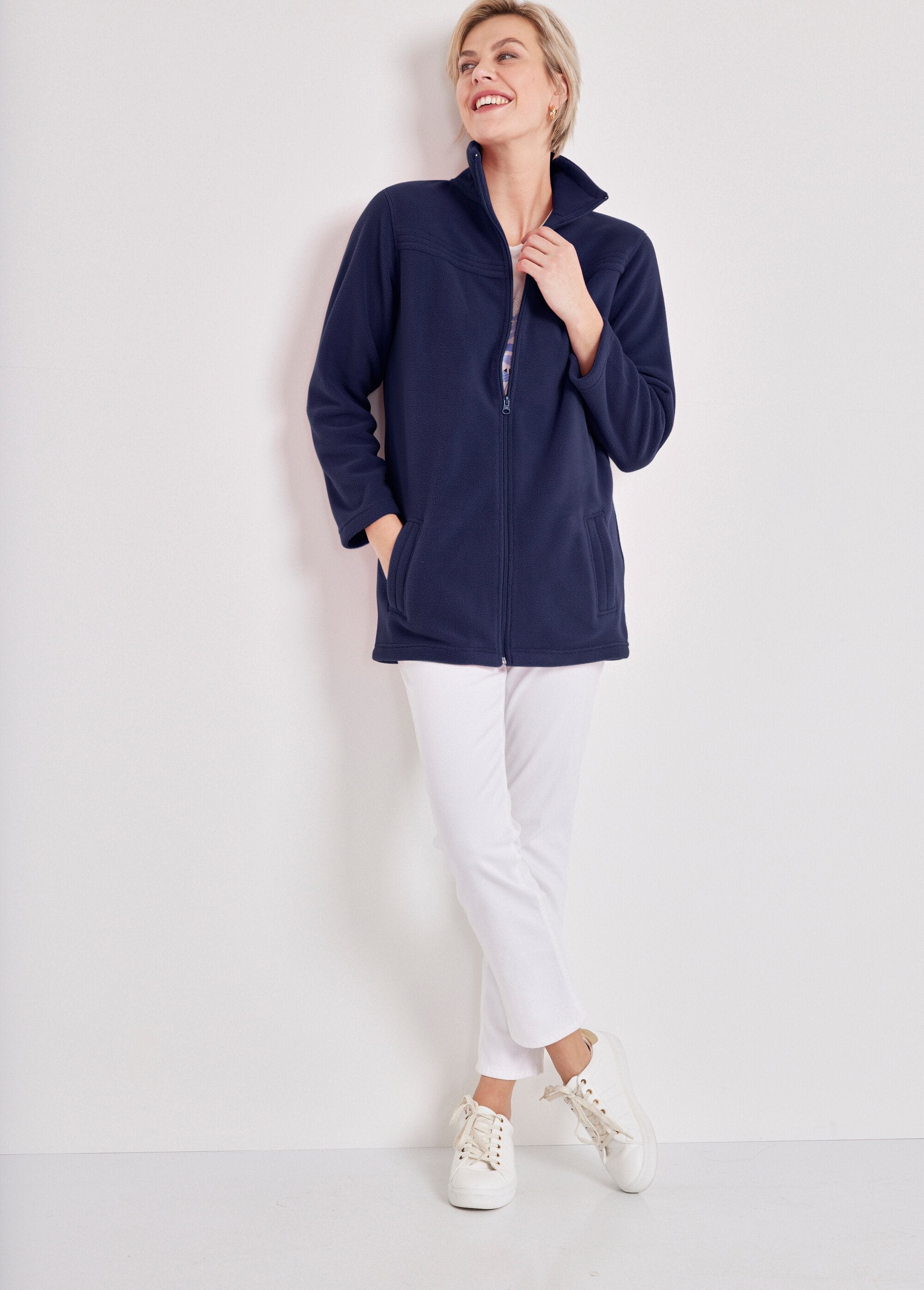 Blouson_zippé_manches_longues_polaire_Marine_SF1_slim