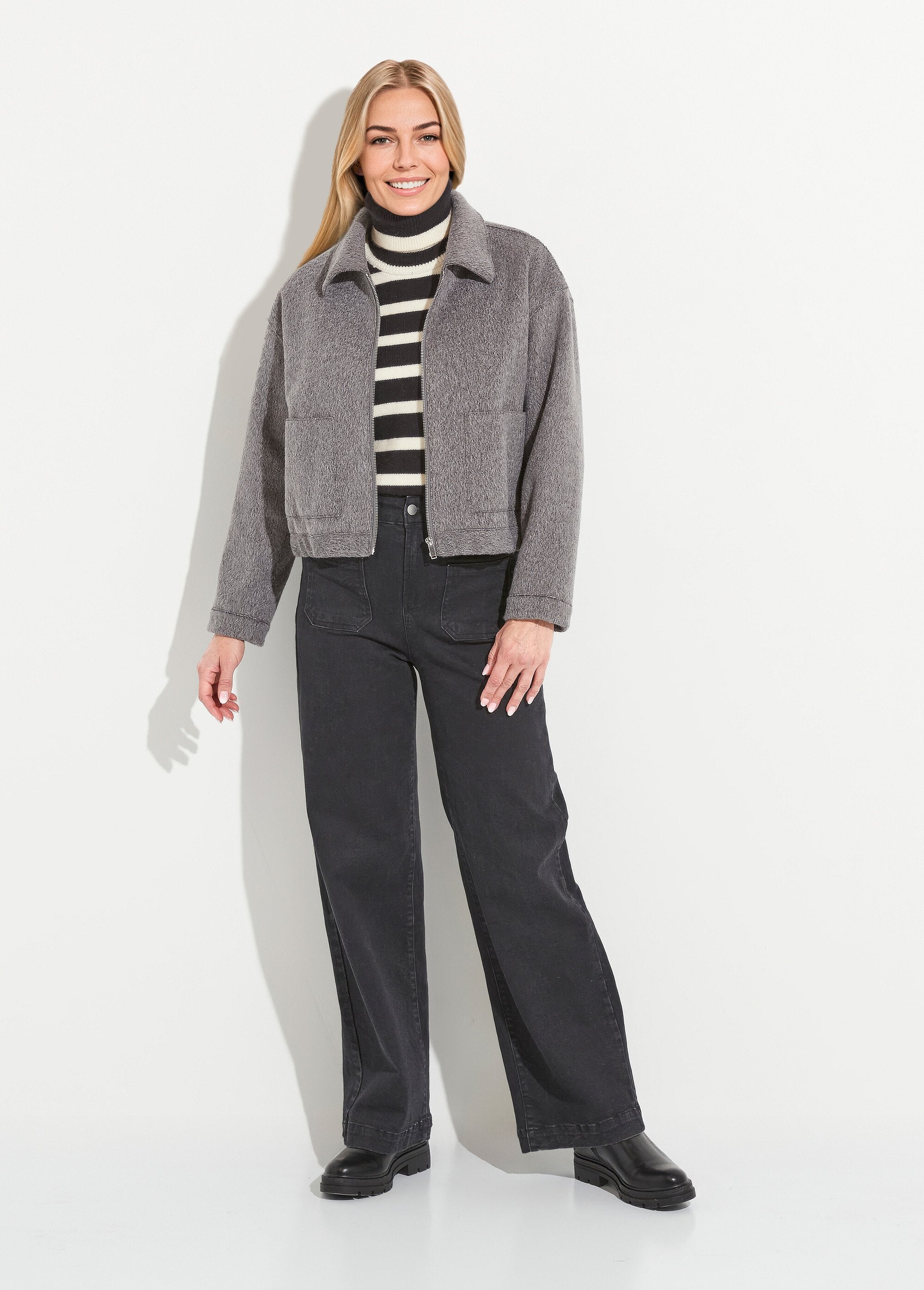 Blouson_zippé_tissu_bouclette_uni_Gris_SF1_slim