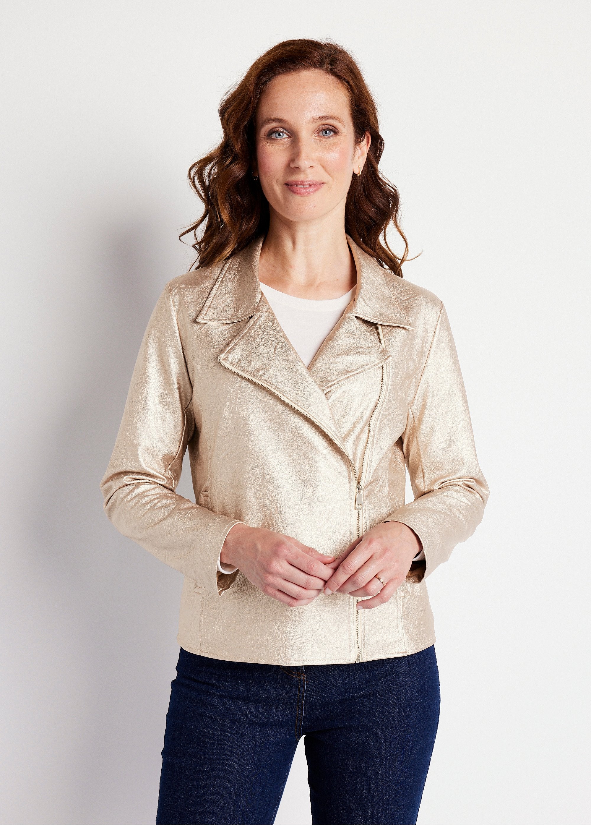 Blouson_zippé_tissu_enduit_brillant_Beige_irise_FA1_slim