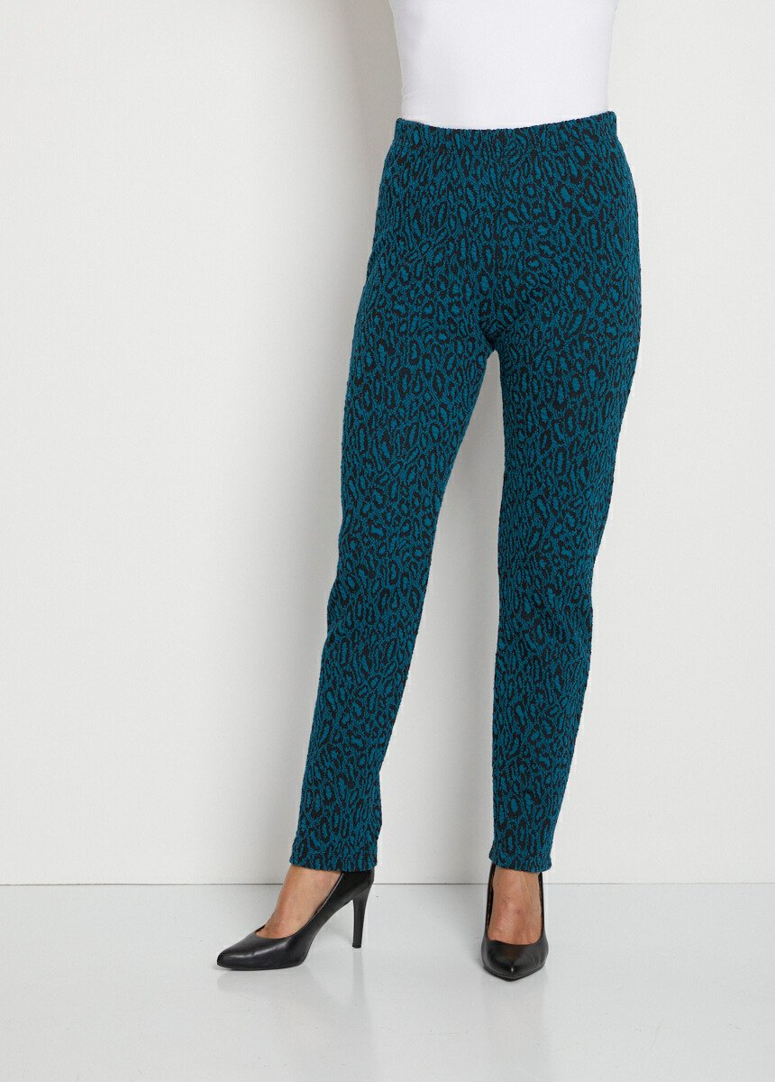 Legging_taille_élastiquée_jersey_extensible_Jacquard_lagon_et_noir_FA1_slim