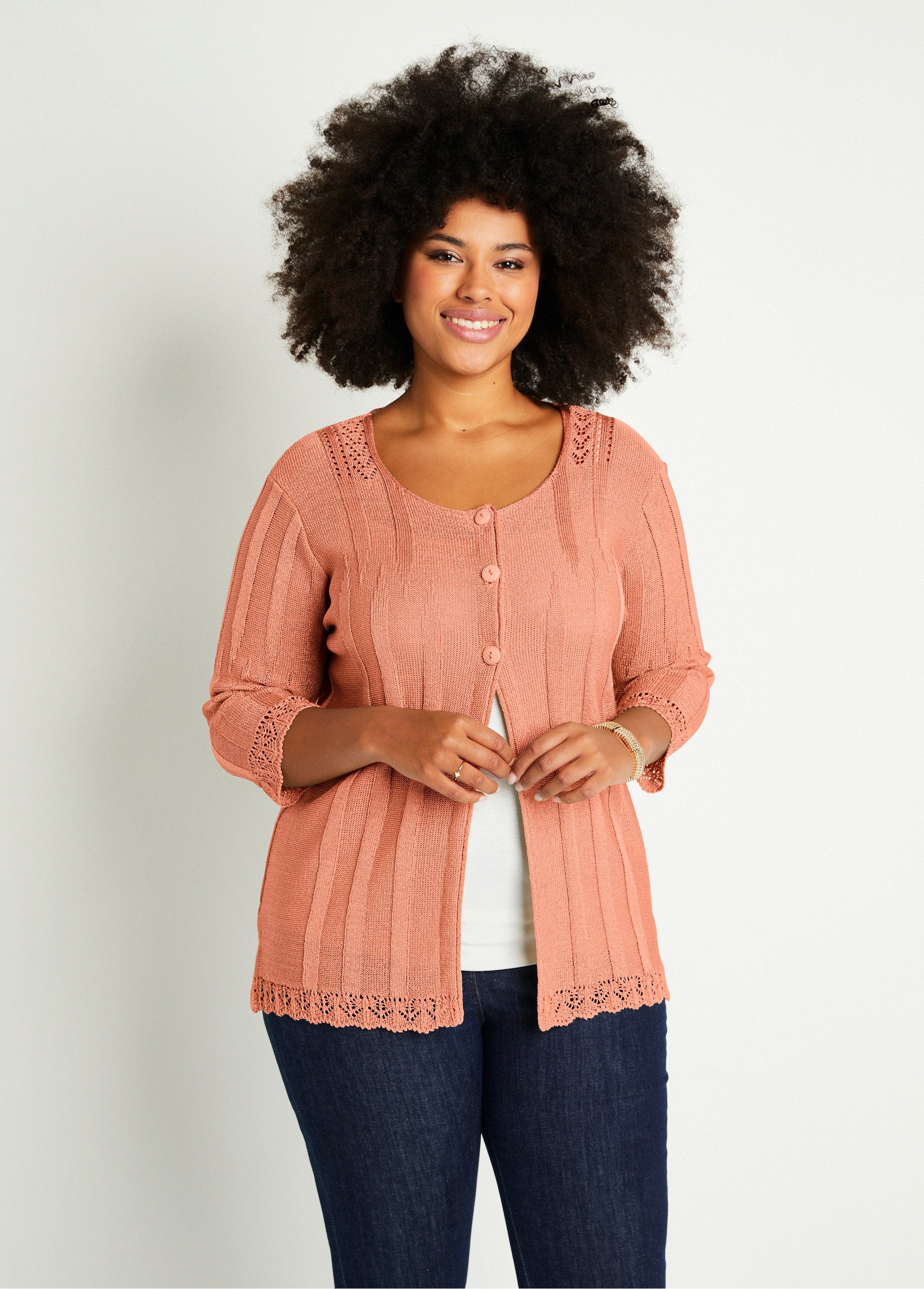 Cardigan_boutonnée_long_ajouré_Abricot_FA1_curvy