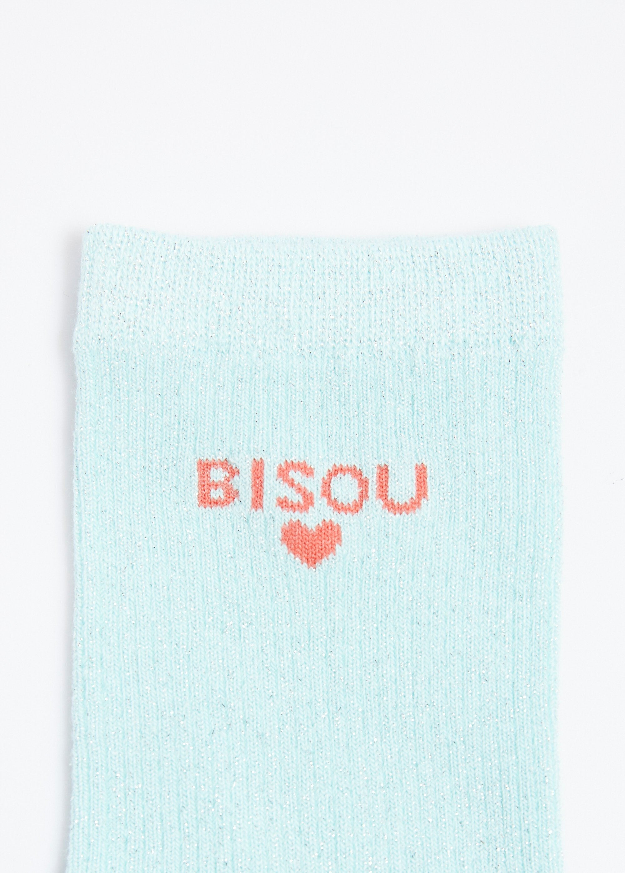 Chaussettes_fil_métallisé_message_BISOU_Bleu_ciel_DE2_slim