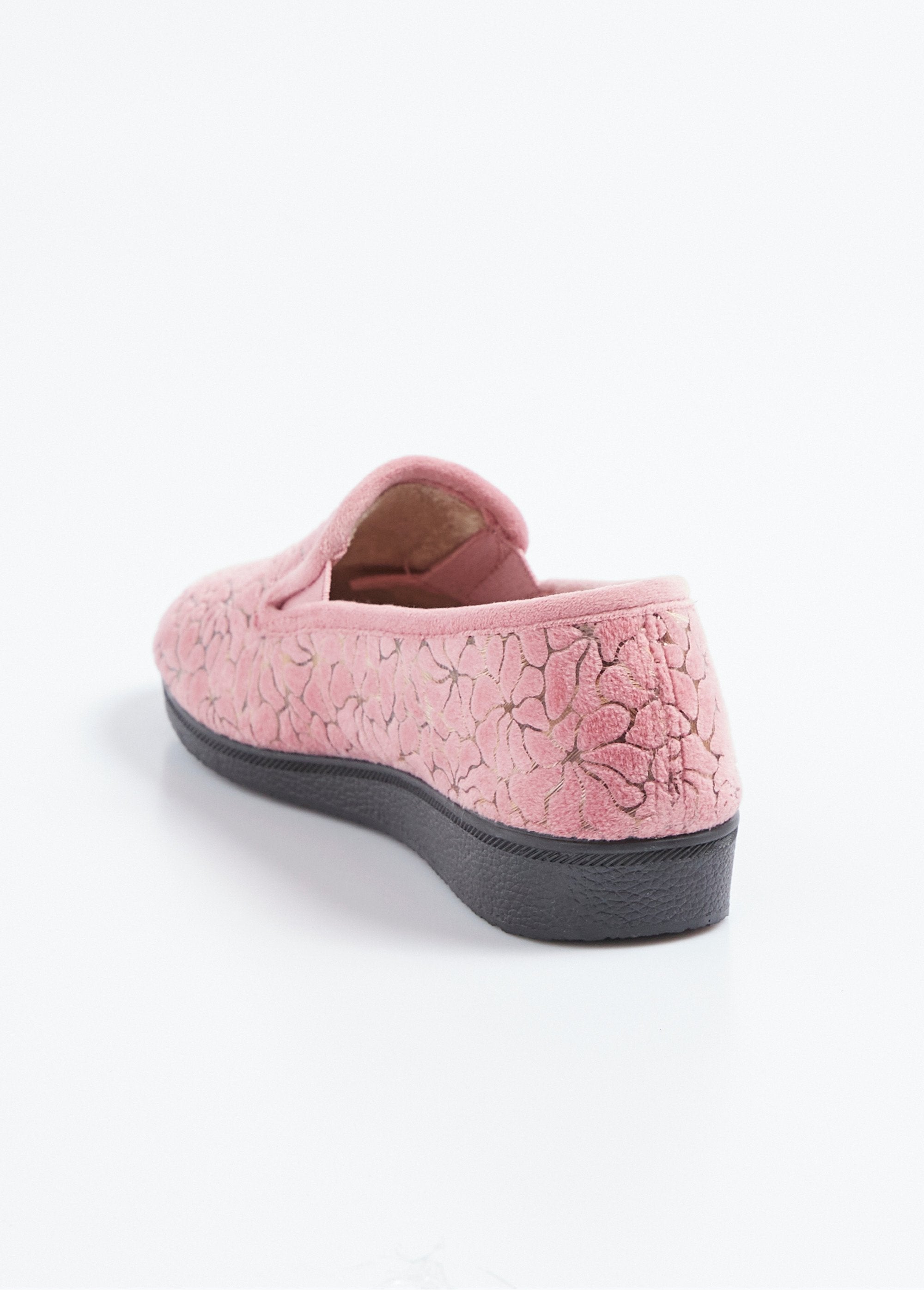 Chaussons_élastiqués_grande_largeur_intérieur_duveteux_Rose_DO1_slim