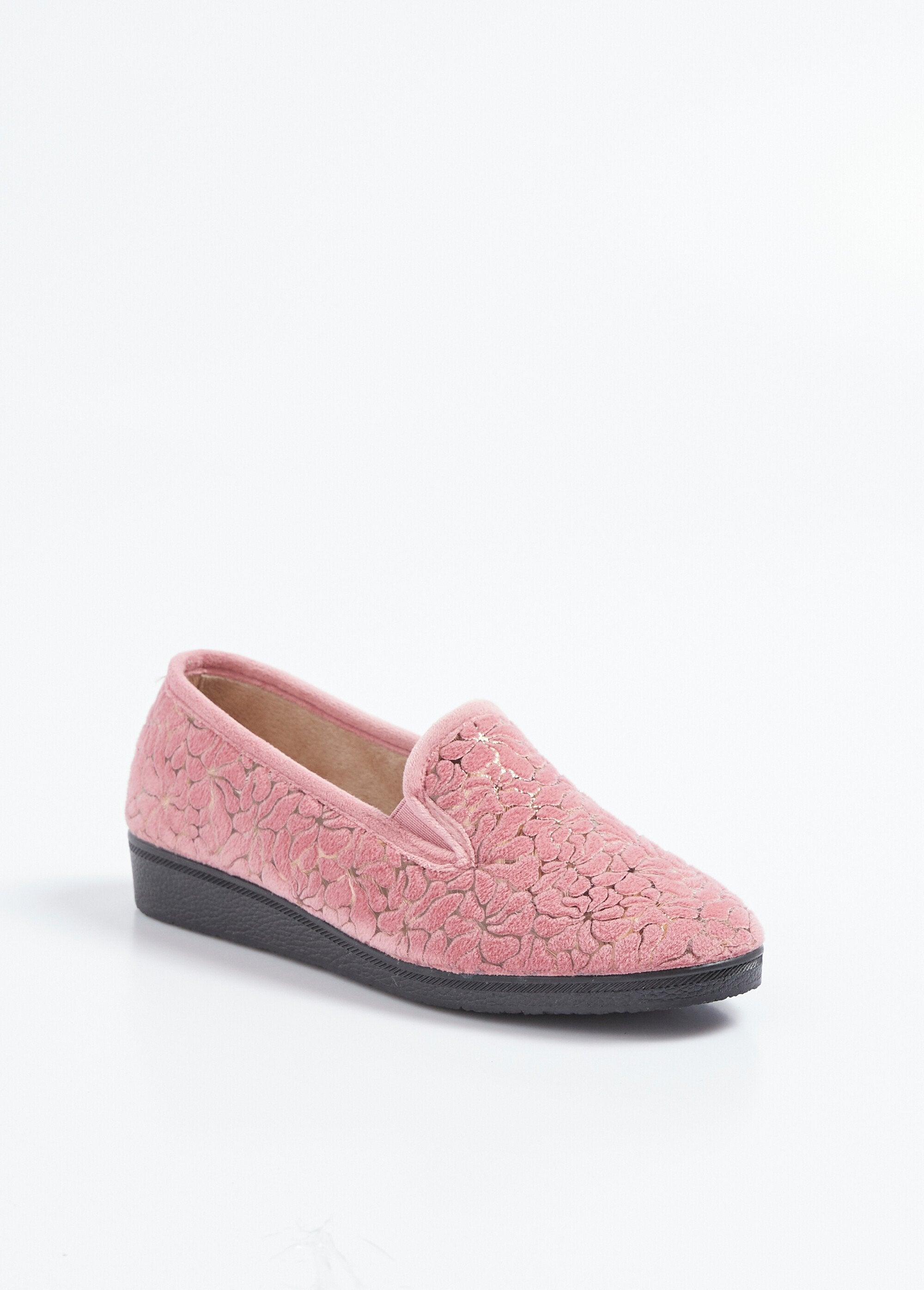 Chaussons_élastiqués_grande_largeur_intérieur_duveteux_Rose_FA1_slim