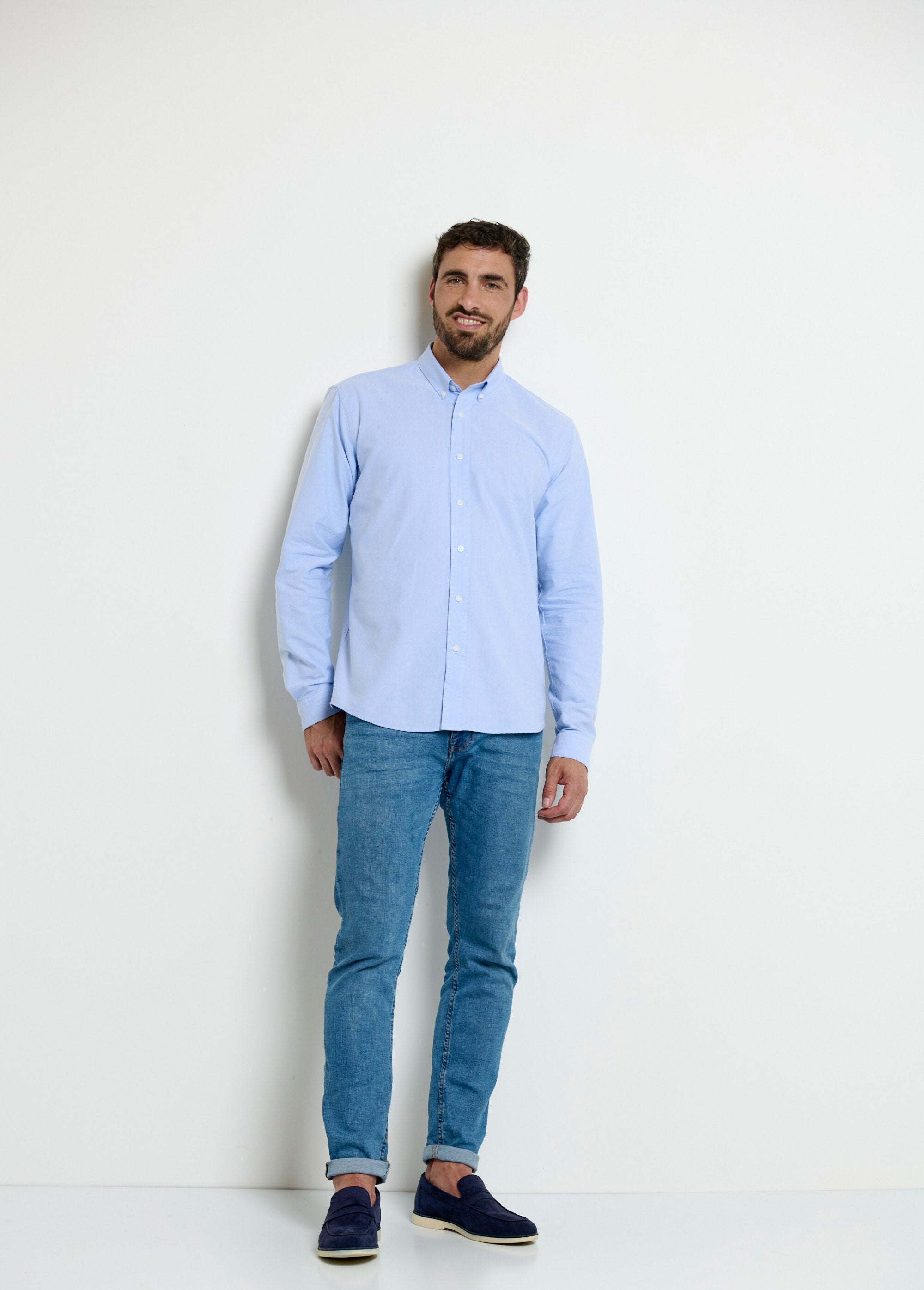 Chemise_classique_en_oxford_col_boutonné_Bleu_SF1_slim