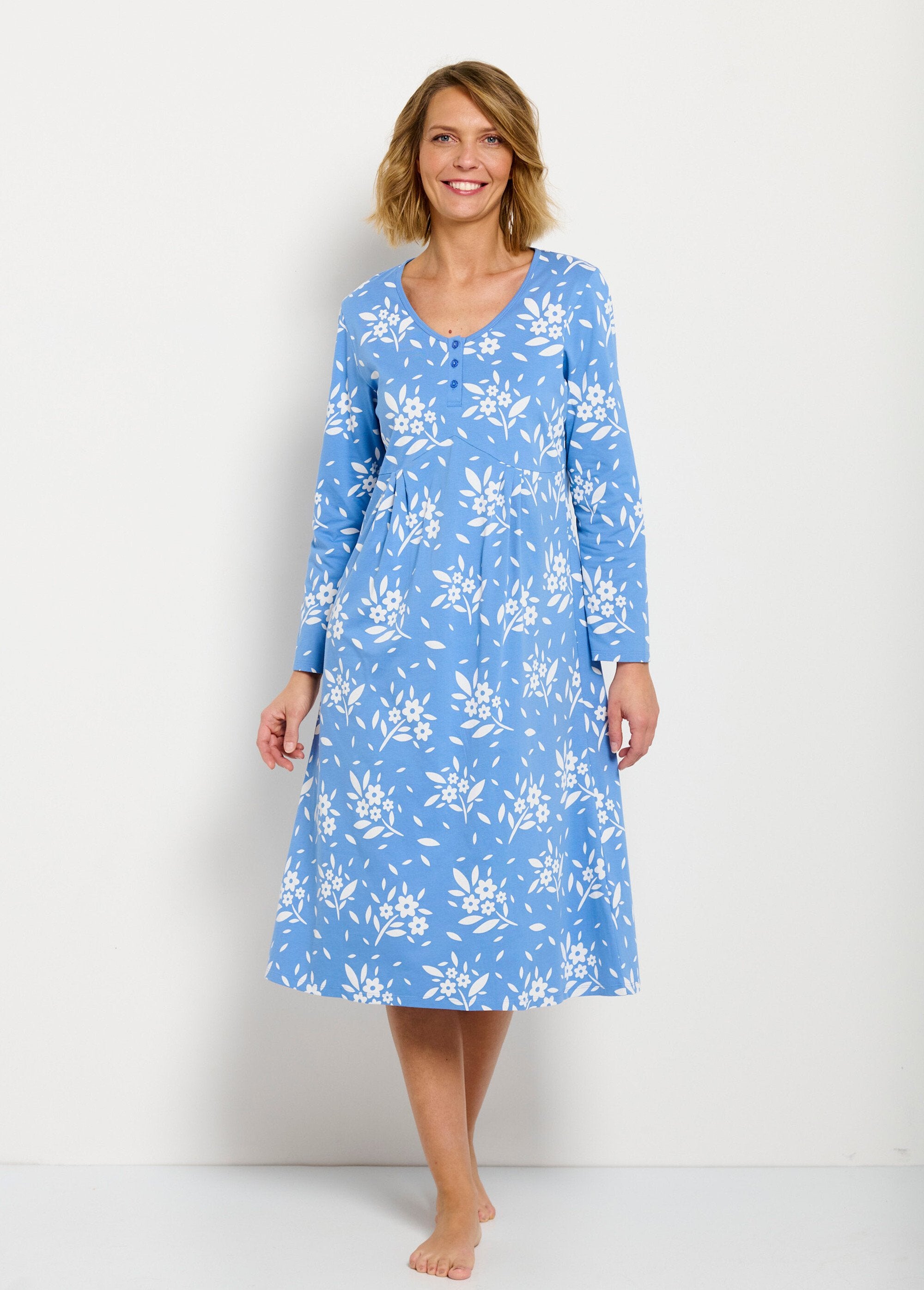 Mid-length_floral_cotton_buttoned_nightdress_Blue_FA1_slim