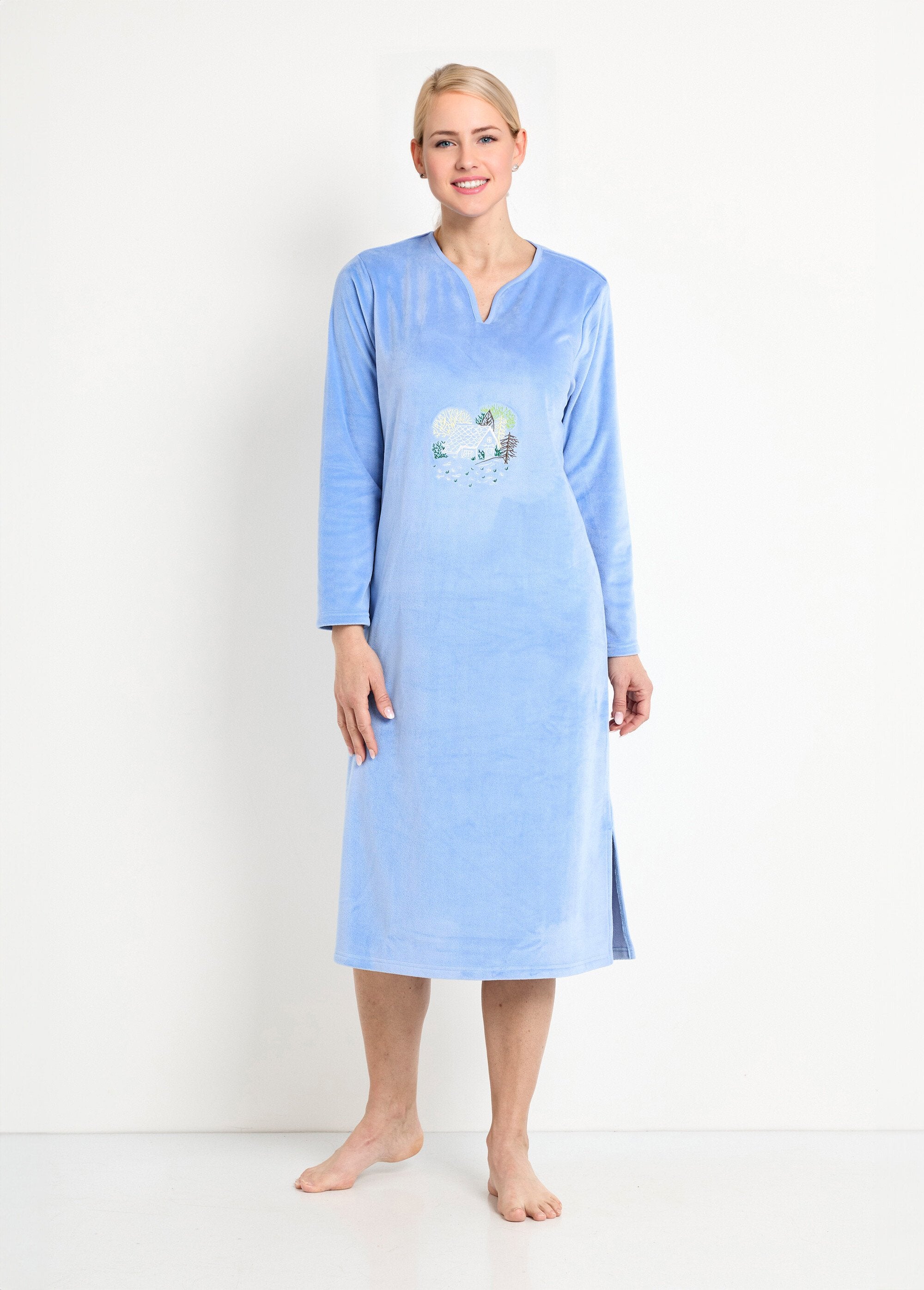 Chemise De Nuit Femme Coton Afibel - Chemise De Nuit Longue Coton - Lot De 2 Nuit Bleu Chemise De Nuit Femme Grande Taille Chemise De Nuit Femme Coton Afibel - Chemise De Nuit Longue Coton - Lot De 2 Nuit Bleu Chemise De Nuit Femme Grande Taille