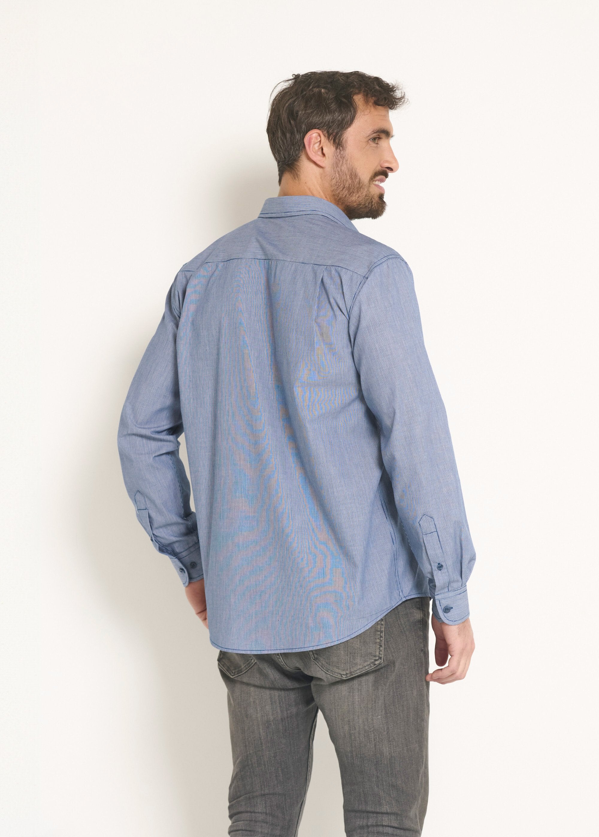 Chemise_entretien_facile_polycoton_Bleu_raye_DO1_slim