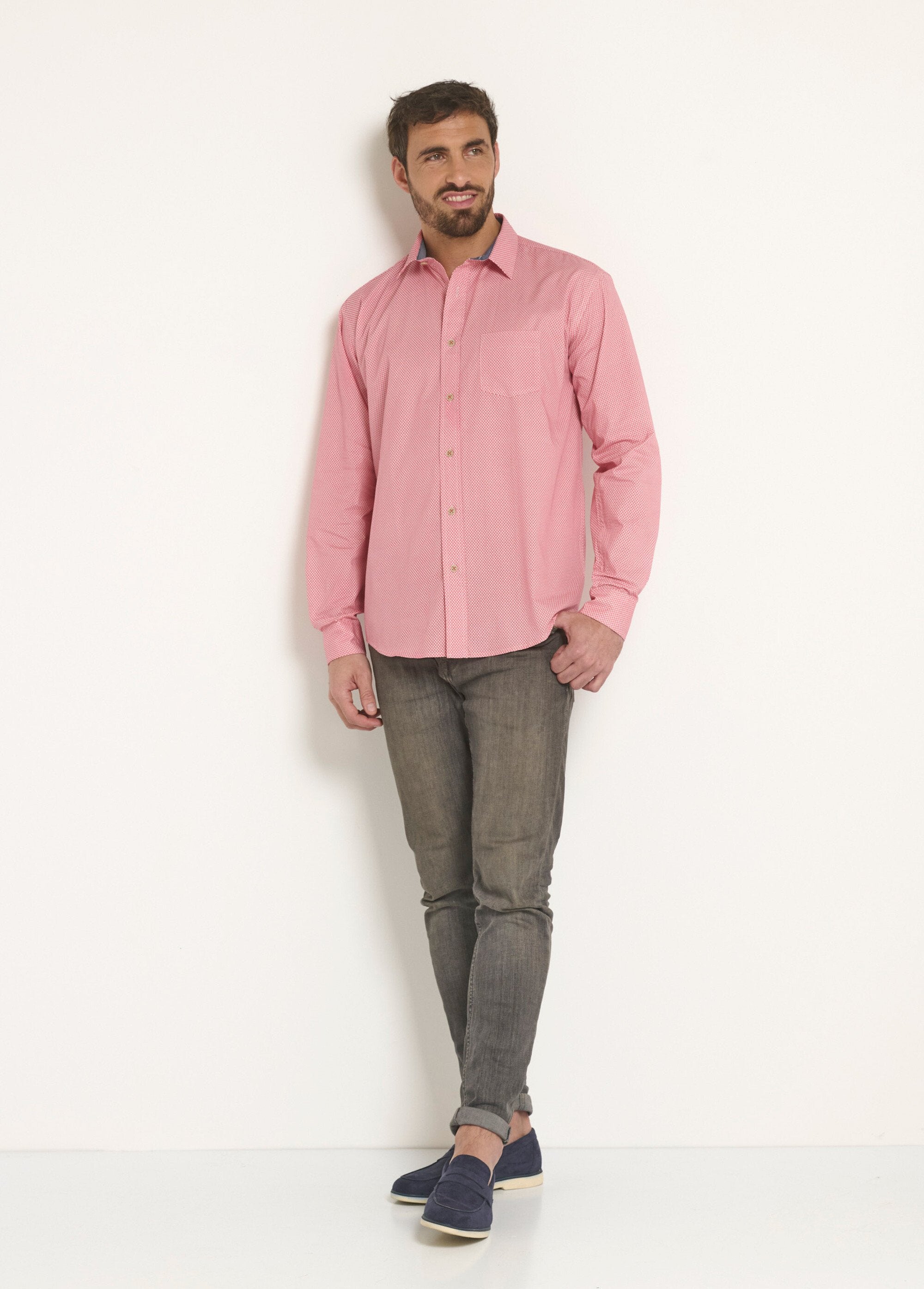 Chemise_faux_uni_à_manches_longues_Rouge_SF1_slim