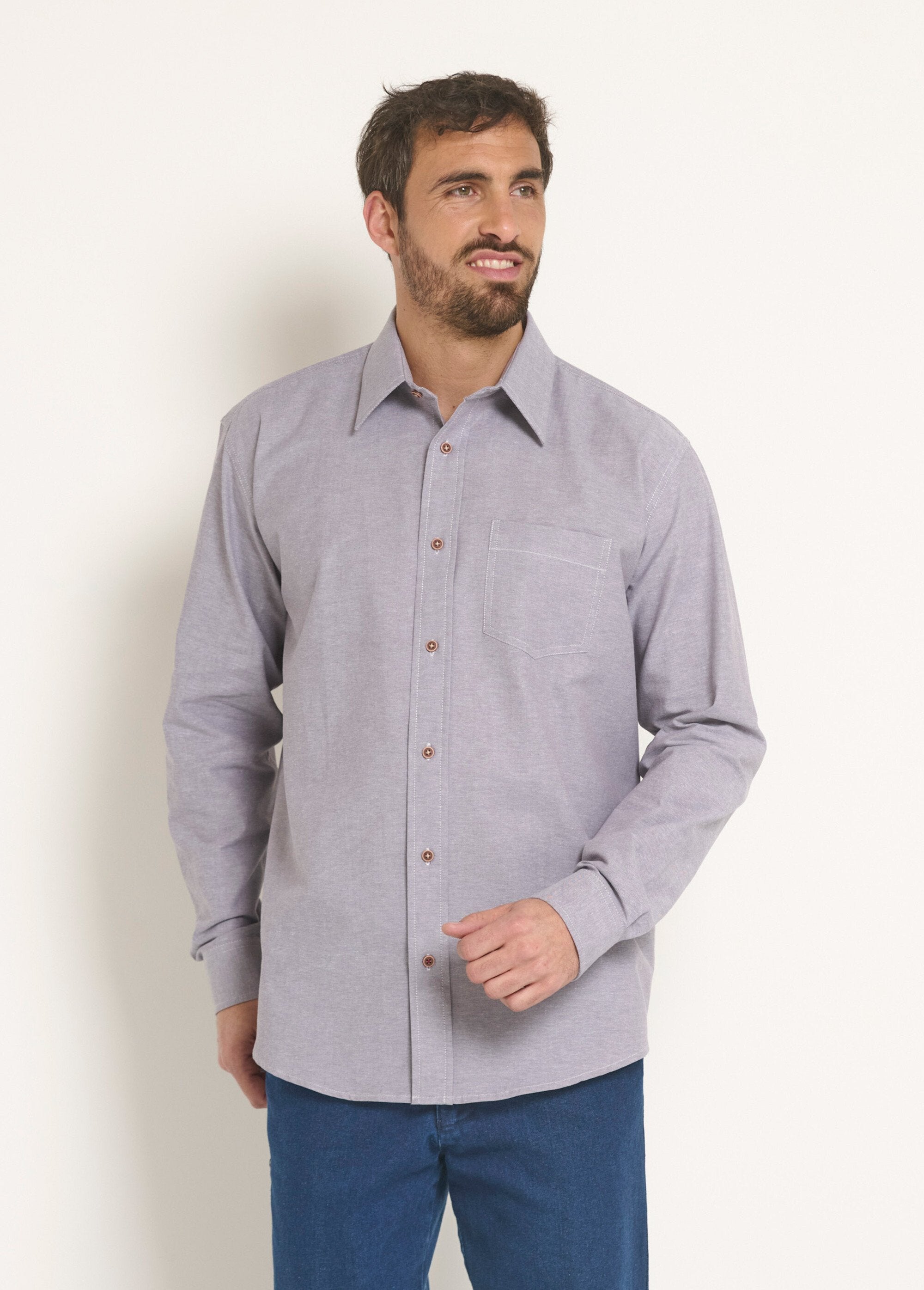 Chemise_manches_longues_coton_Oxford_Gris_FA1_slim