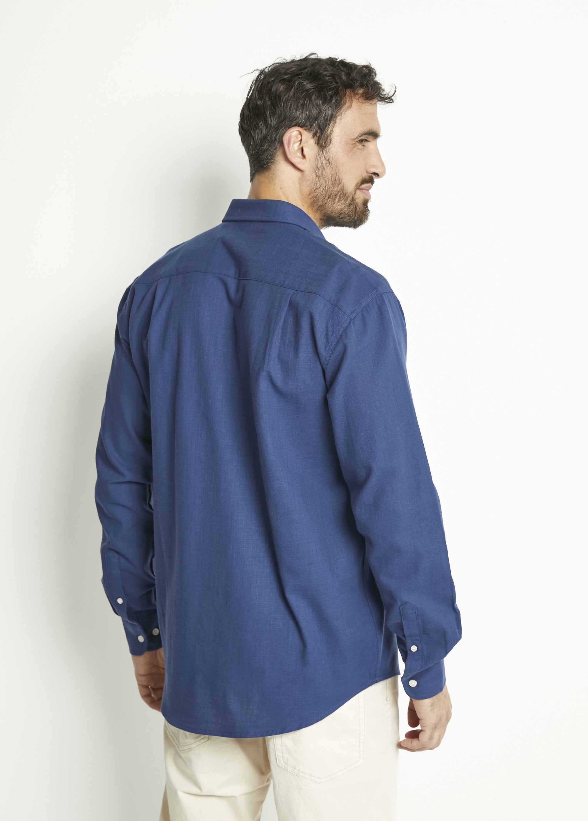 Chemise_manches_longues_uni_ou_carreaux_coton_Bleu_DO1_slim