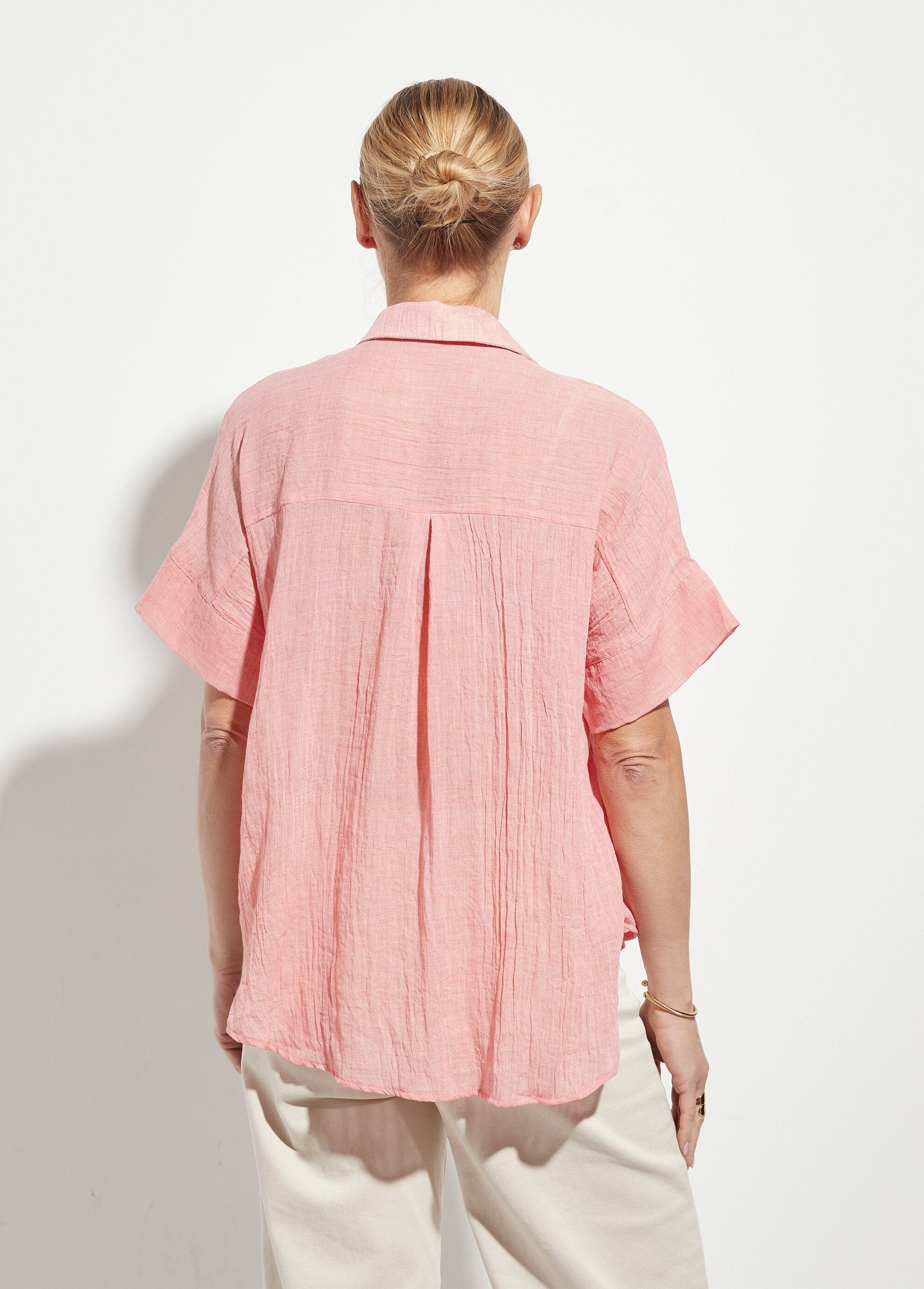 Verfrommelde_voile_blouse,_korte_mouwen_Coral_DO1_slim