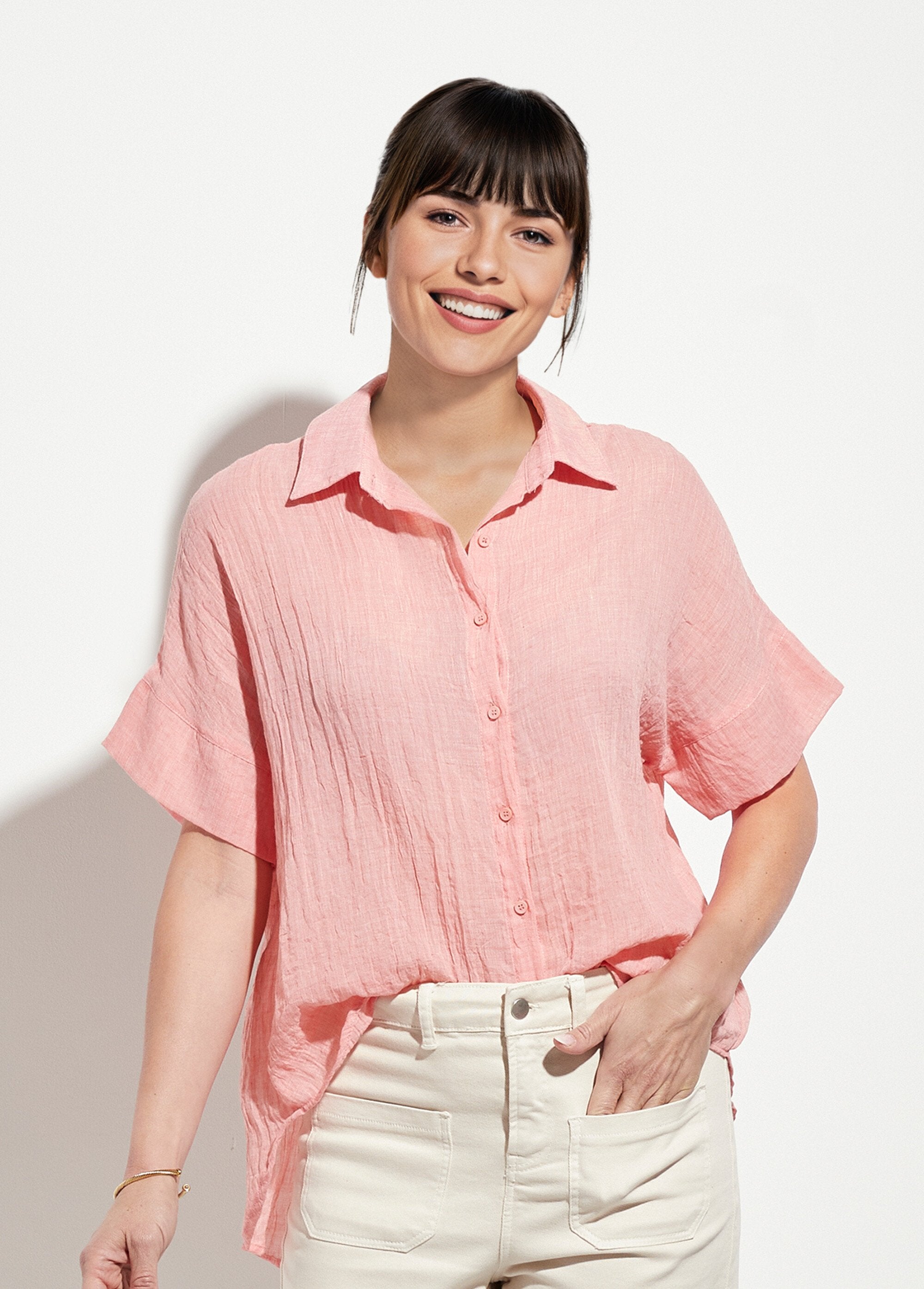 Verfrommelde_voile_blouse,_korte_mouwen_Coral_FA1_slim