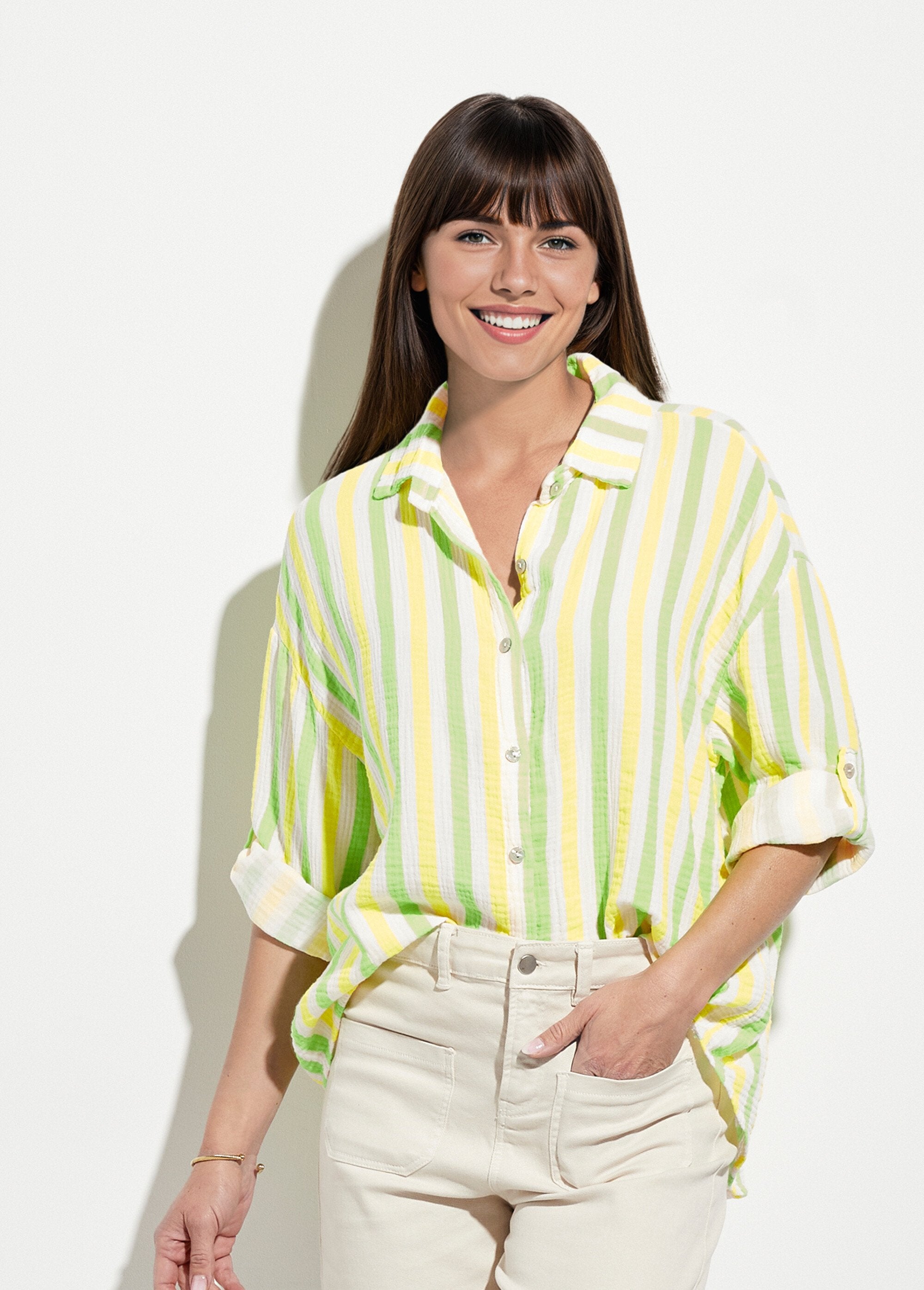 Katoenen_blouse_van_gaas_met_fluorescerende_strepen_Jaune_et_vert_FA1_slim