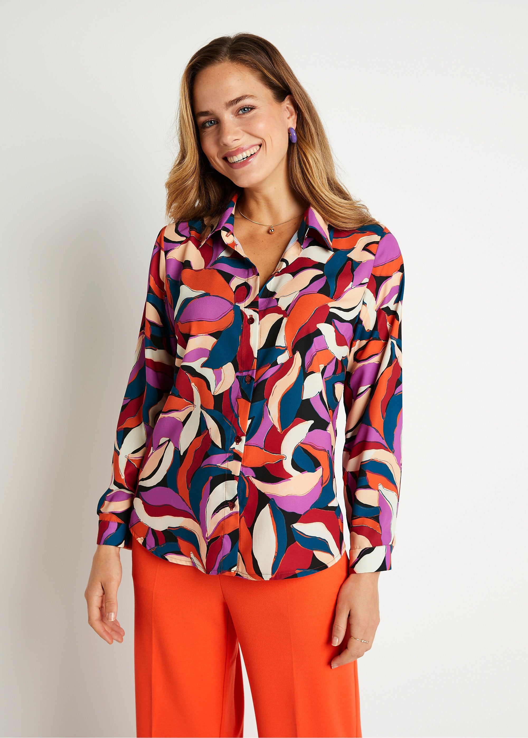 Blouse_met_lange_mouwen_Oranje_en_paars_FA1_slim