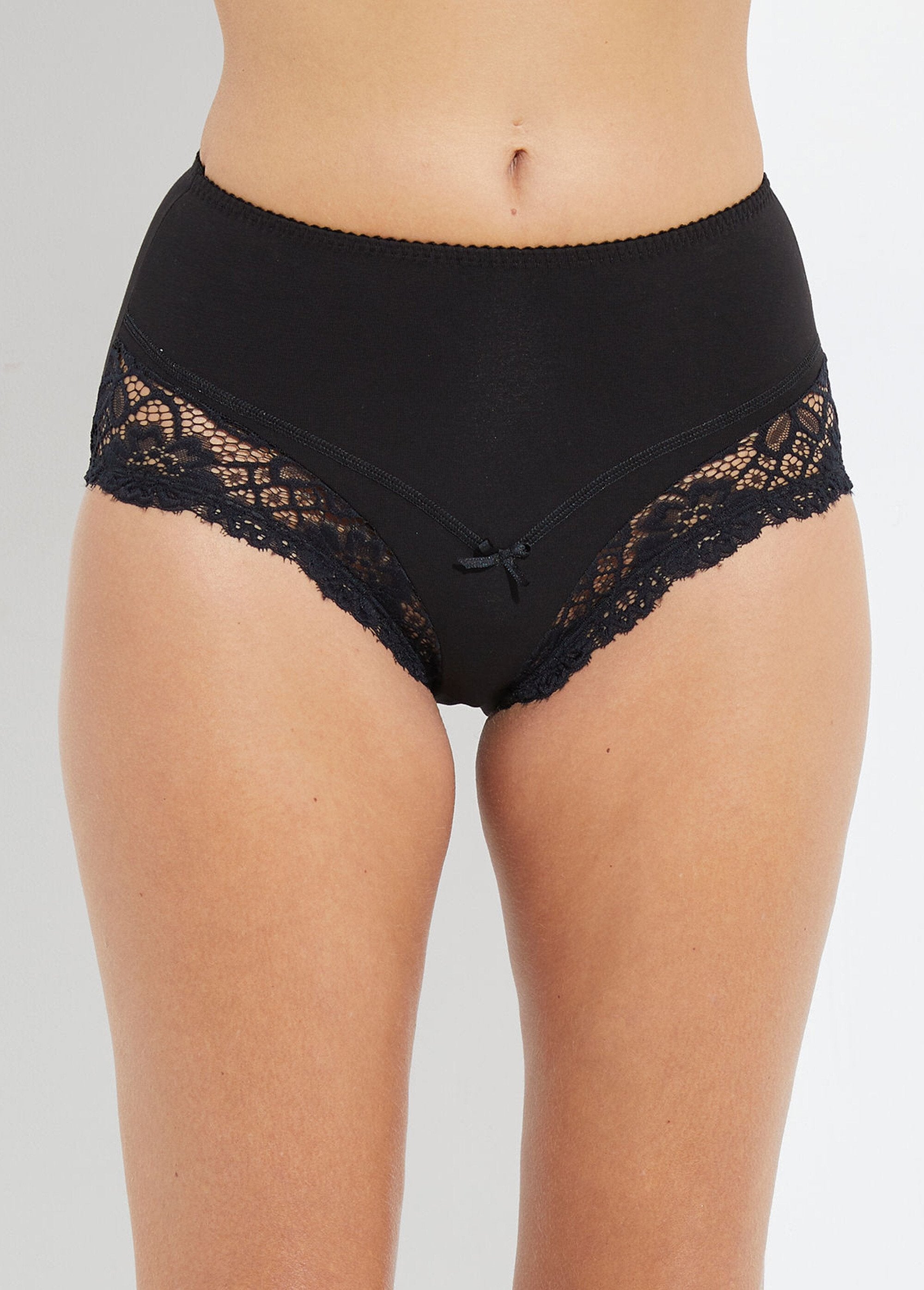 Culotte_taille_haute_coton_stretch_dentelle_Noir_FA1_slim