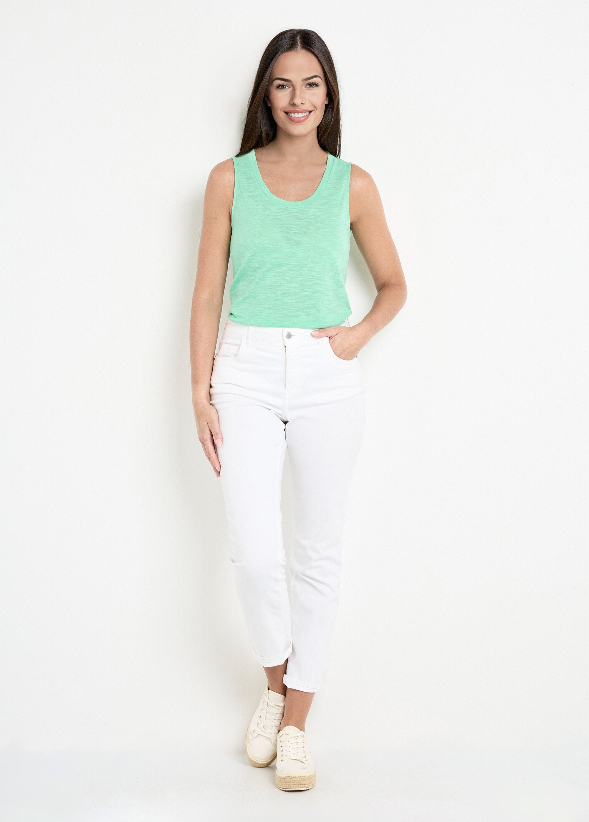 Débardeur_maille_flammée_col_danseuse_Vert_SF1_slim