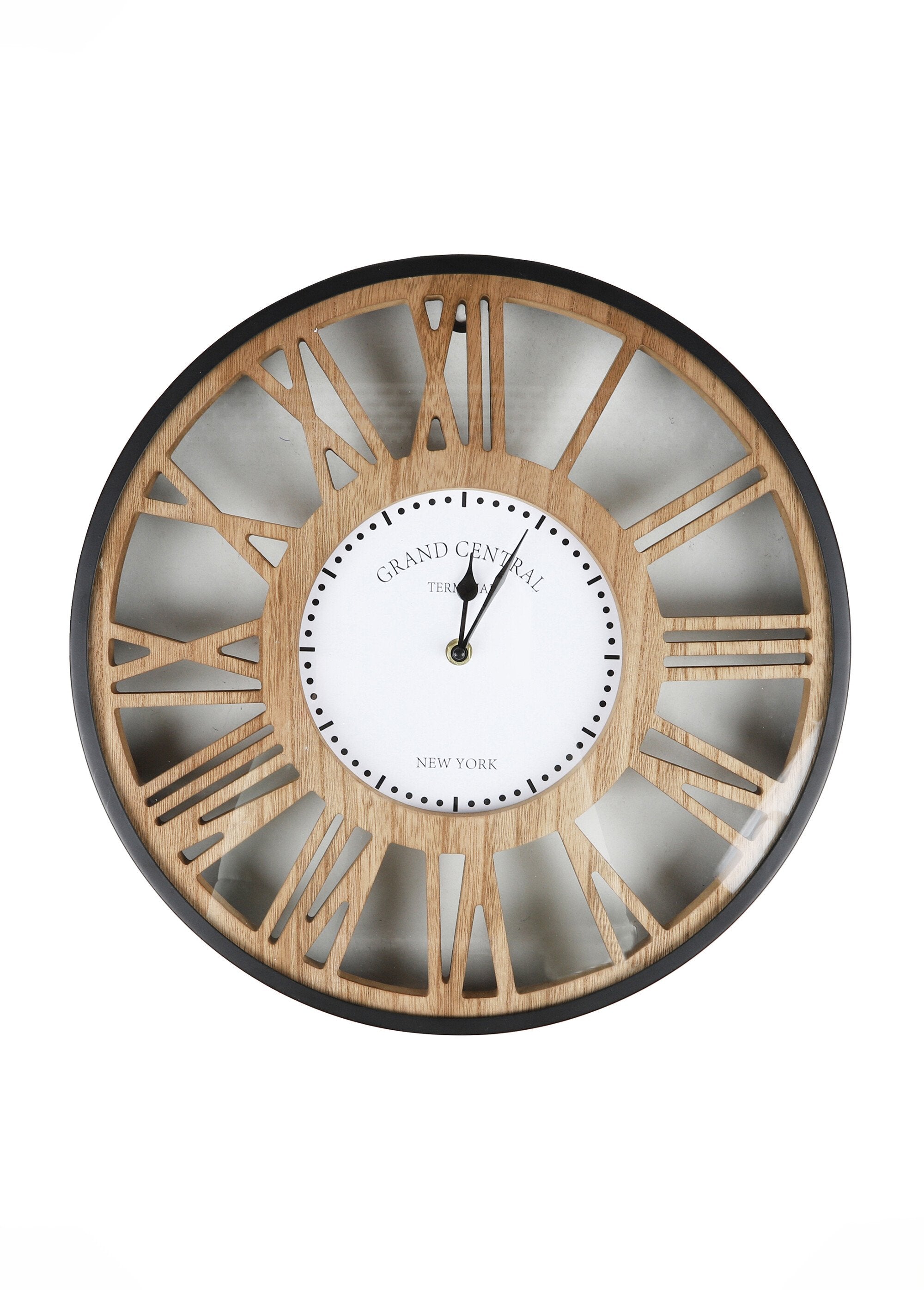 Horloge_murale_bois/métal_style_rétro_Noir_et_beige_FA1_slim