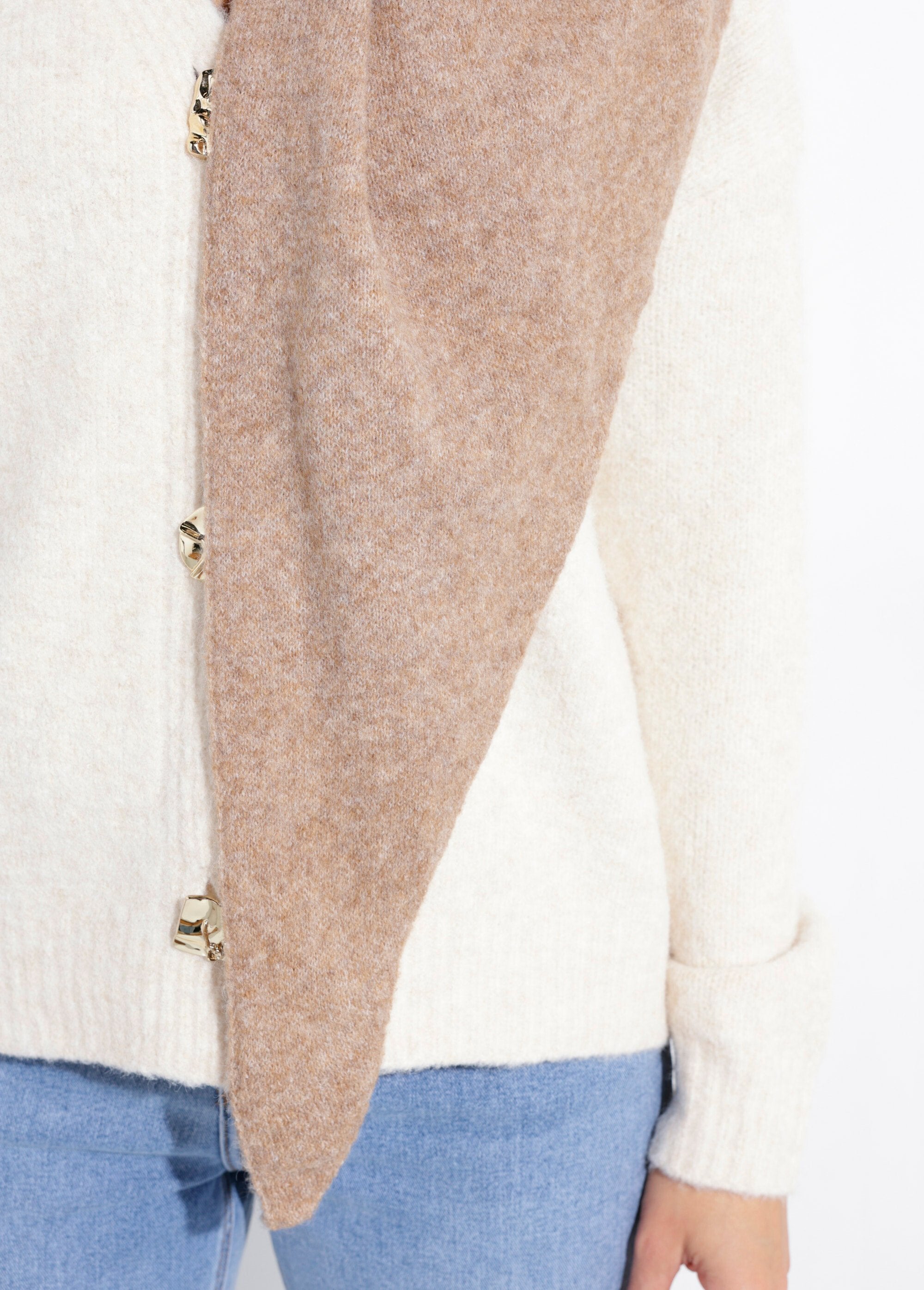 Echarpe_triangle_chaude,_maille_laine_Camel_DE1_slim