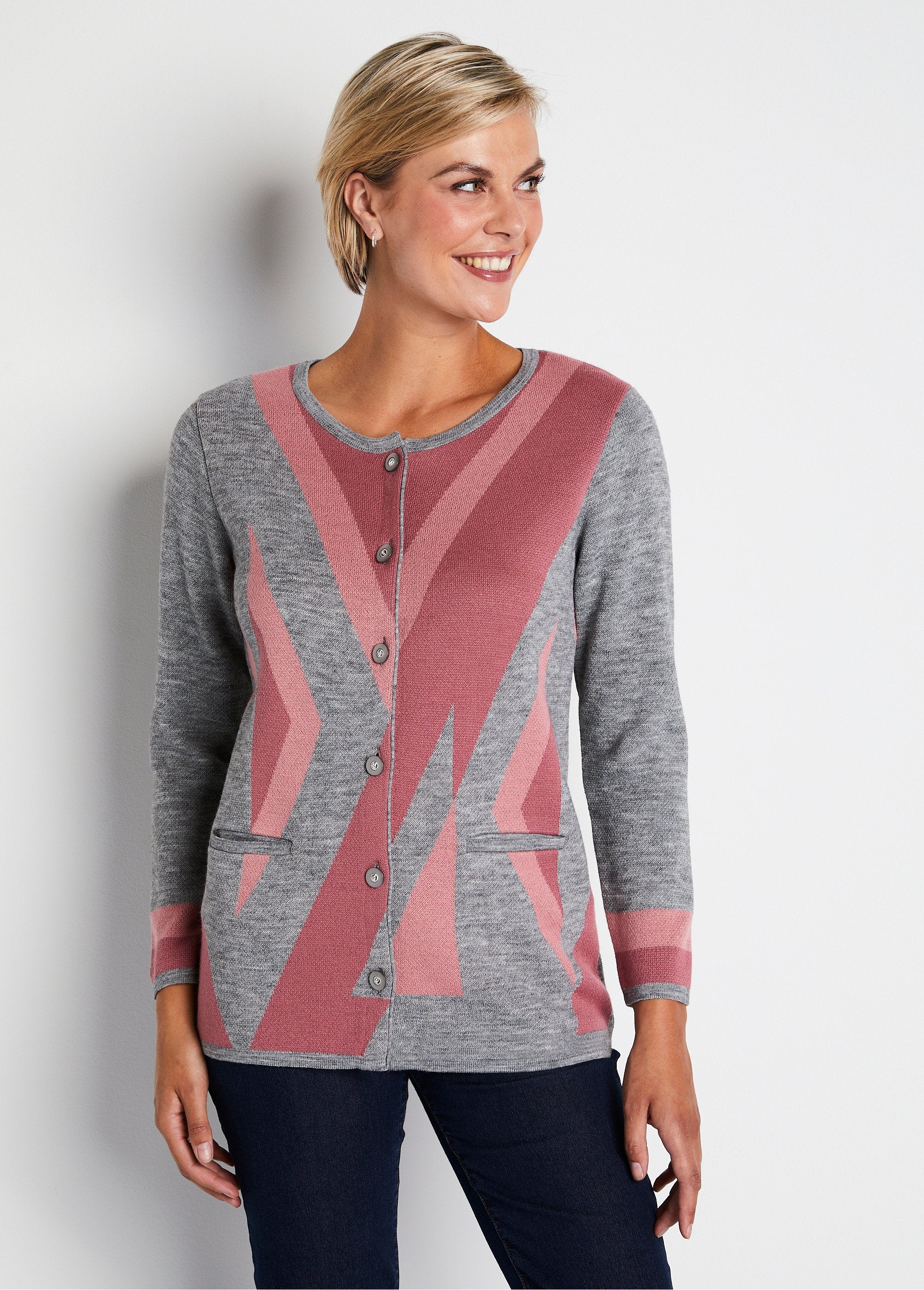 Gilet_boutonné_mi_long_jacquard_laine_Gris_et_rose_FA1_slim