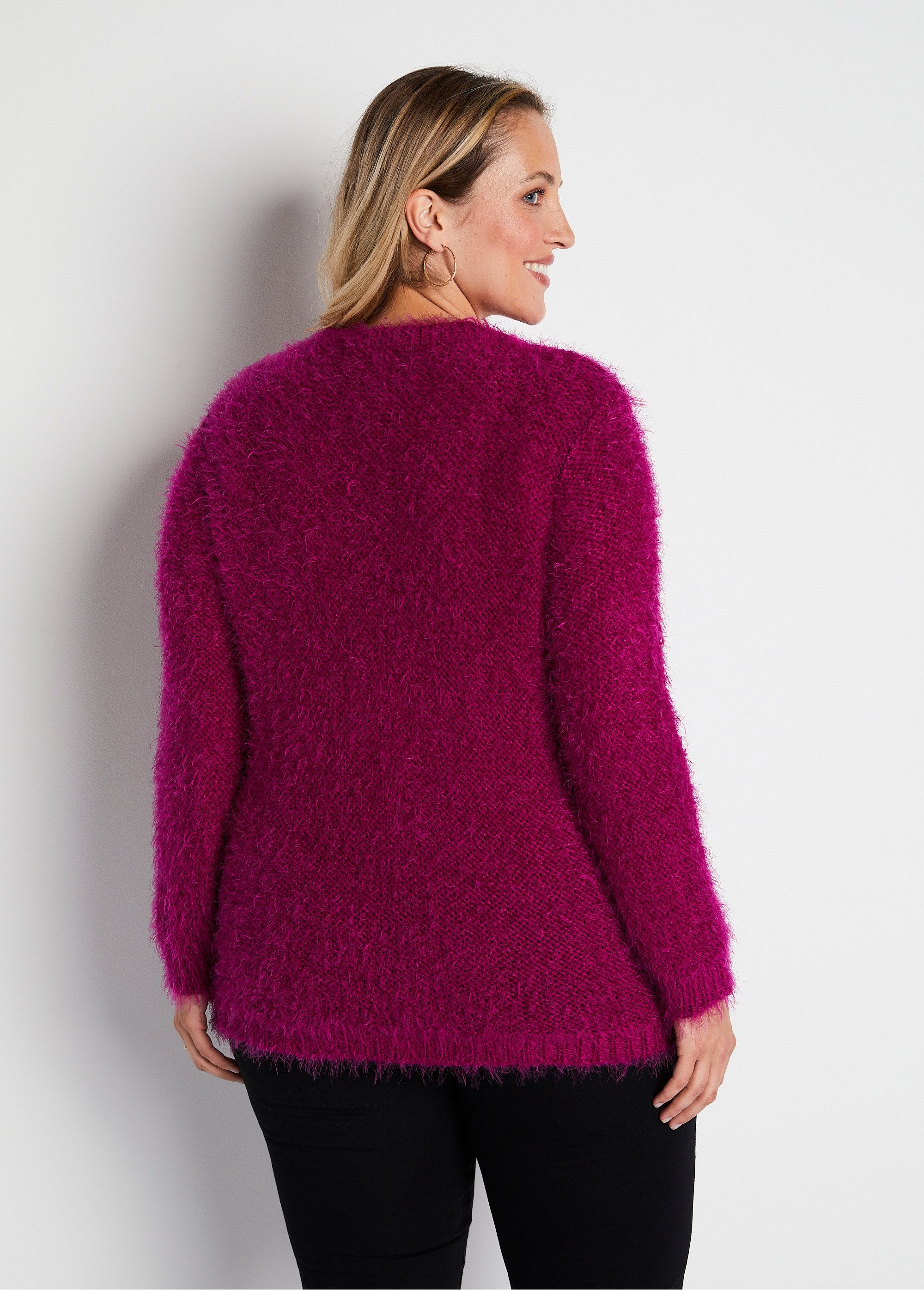 Gilet_boutonné_mi-long_maille_douce_Fuchsia_DO1_curvy