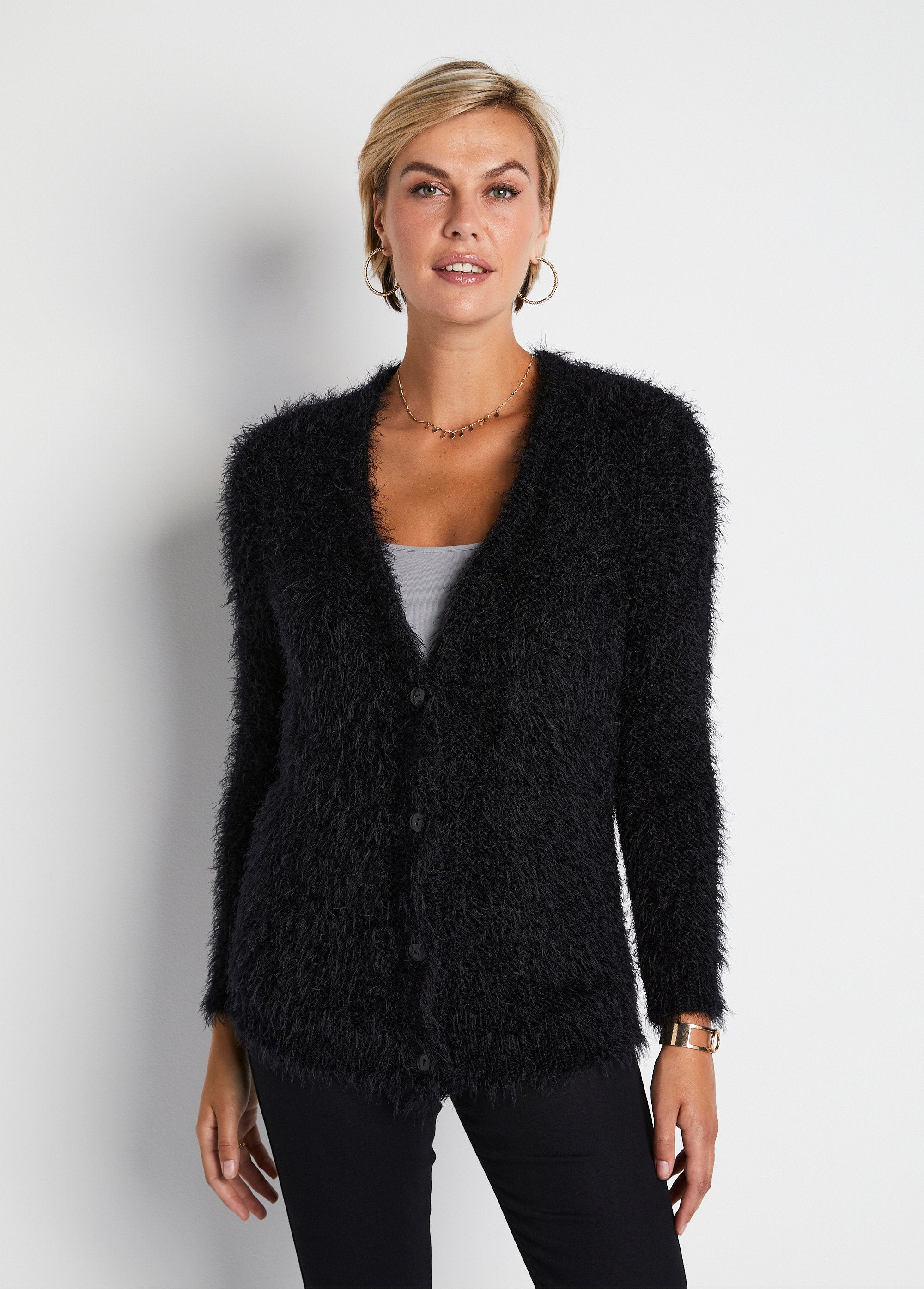 Gilet_boutonné_mi-long_maille_douce_Noir_FA1_slim