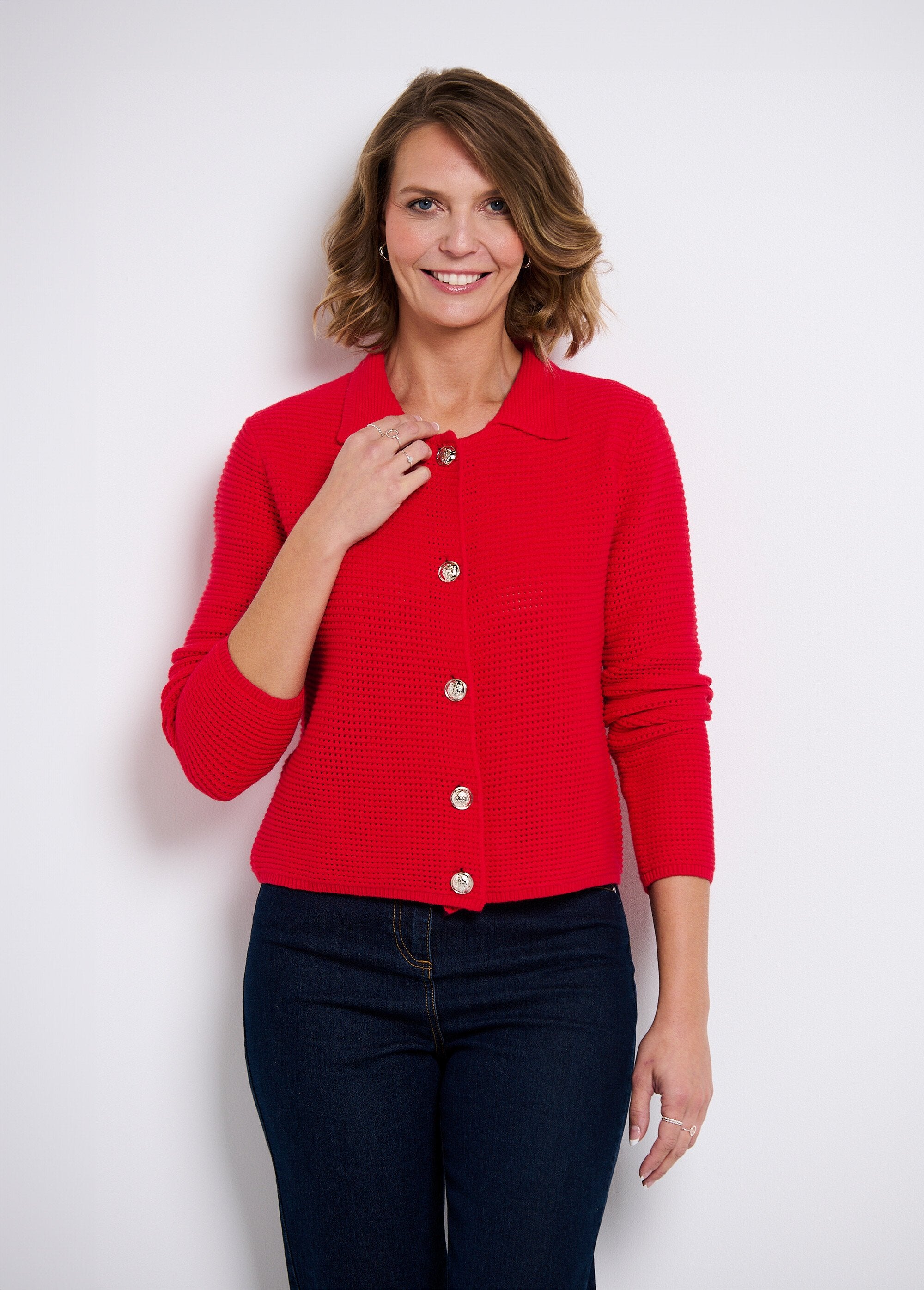 Gilet_boutonné_uni_avec_col_manches_longues_Rouge_FA1_slim