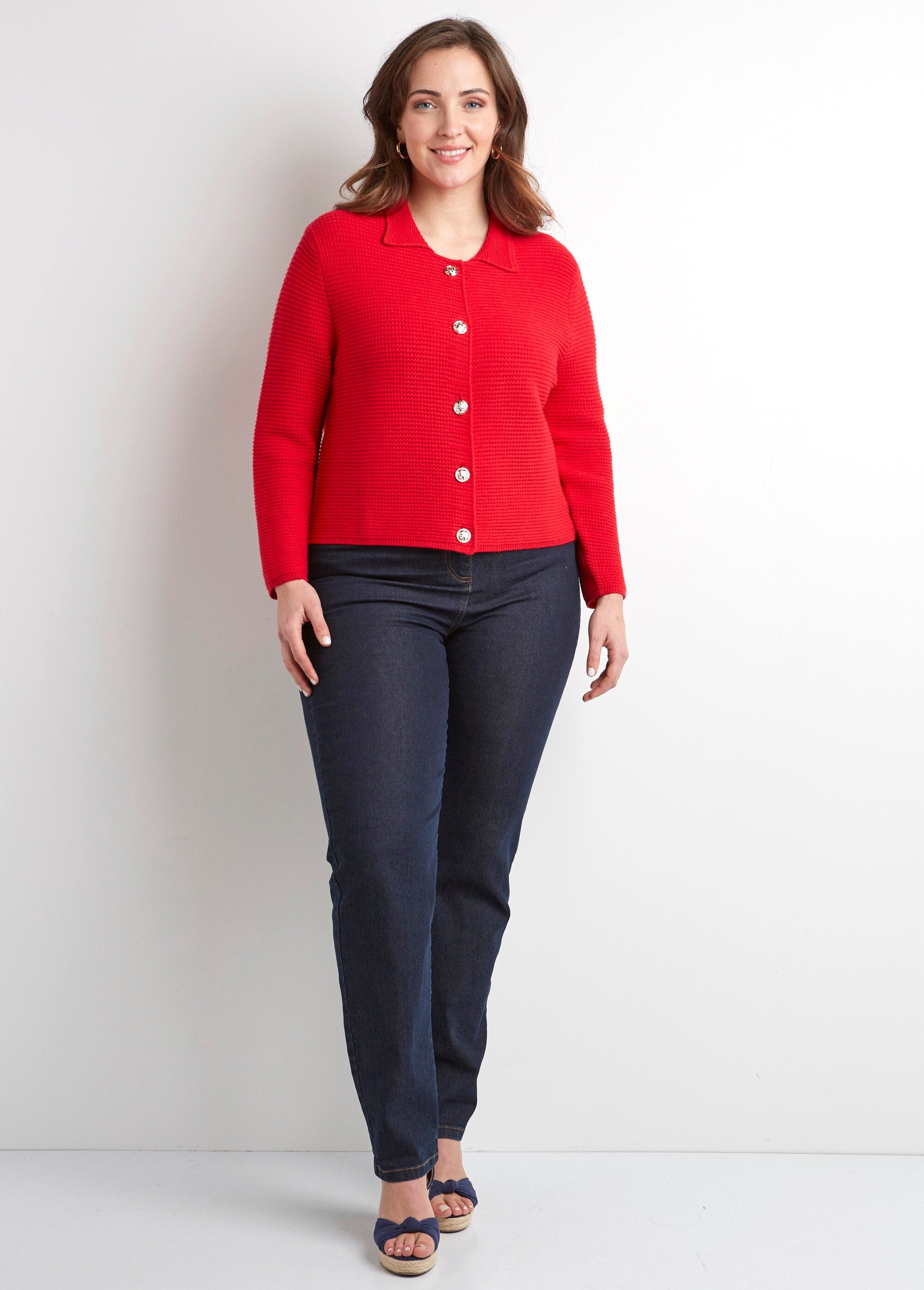 Gilet_boutonné_uni_avec_col_manches_longues_Rouge_SF1_curvy