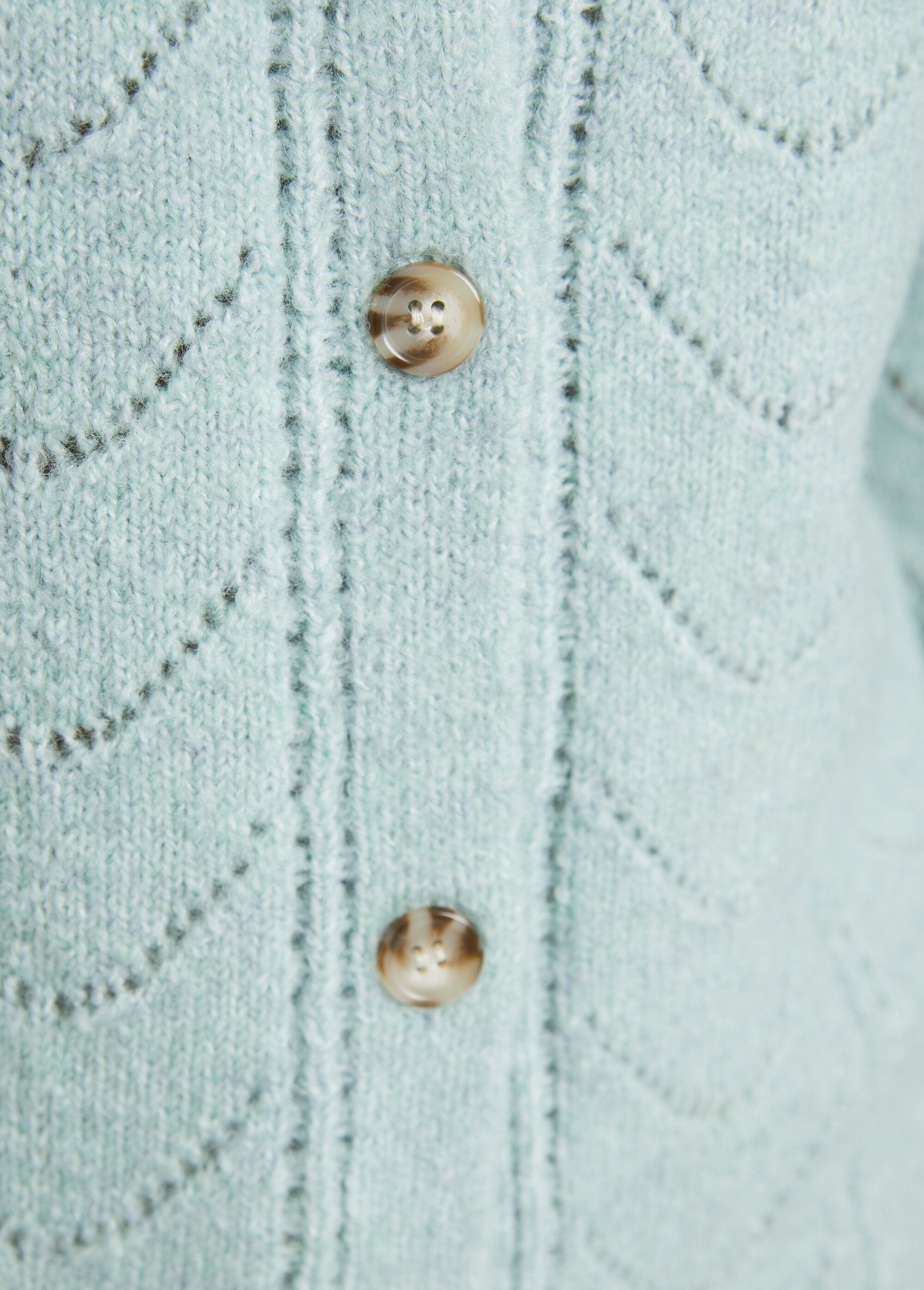 Gilet_cardigan_boutonné_chiné_ajouré_col_rond_Aqua_DE3_slim